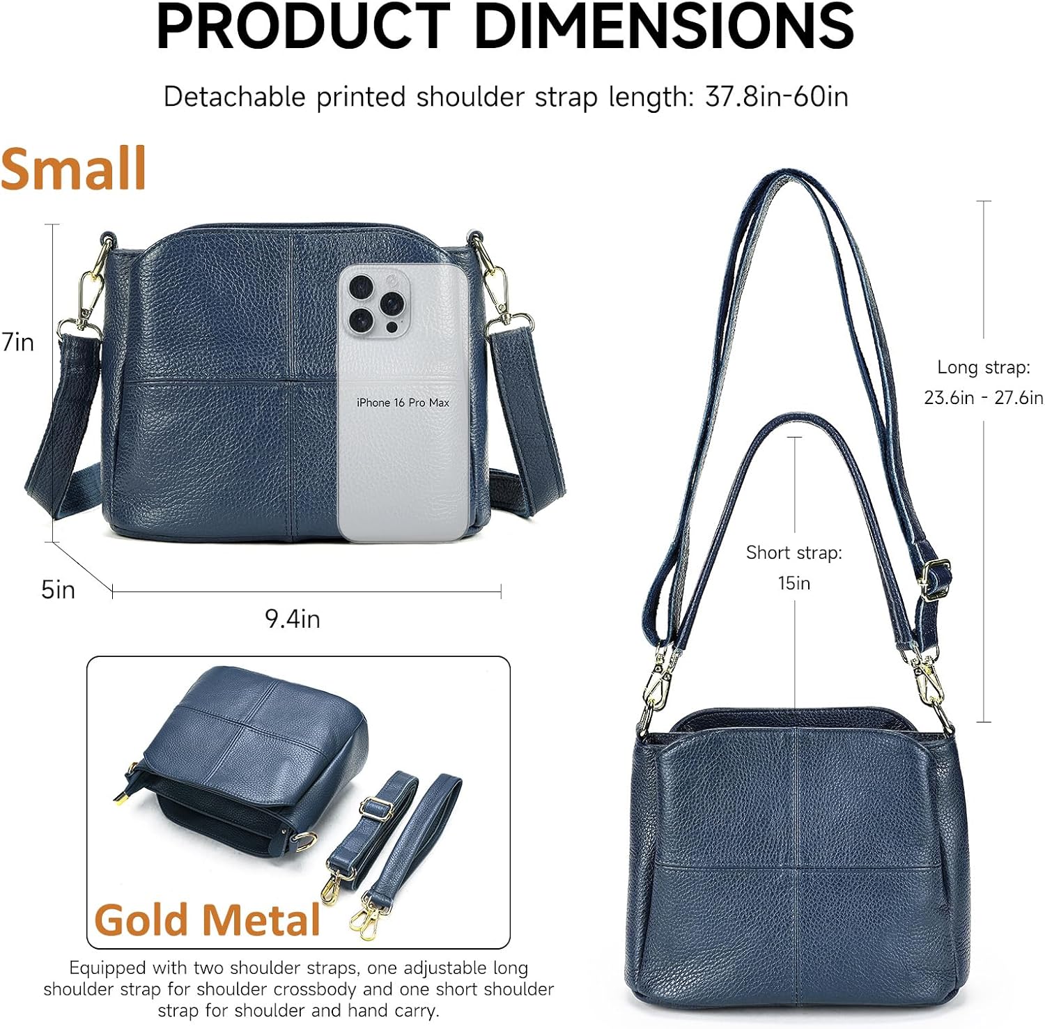 MASIWEI Genuine Leather Crossbody Bag for Women Small Purse Hobo Handbag image 4