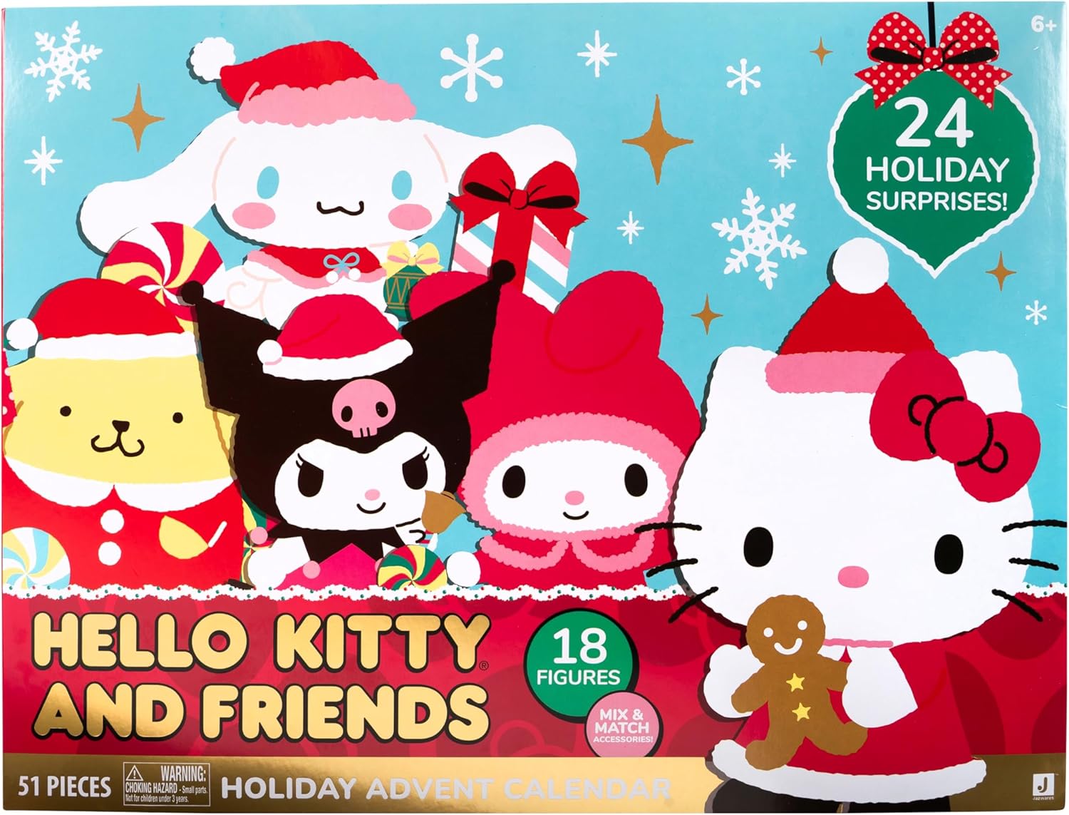 Hello Kitty® and Friends 2025 Holiday Advent Calendar - 18 Figures with Mix & Match Accessories - 24 Surprises - Kids and Sanrio Fans Ages 6+