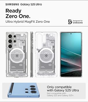 Spigen Ultra Hybrid MagFit Case for Samsung Galaxy S25 Ultra Compatible with MagSafe Zero One White