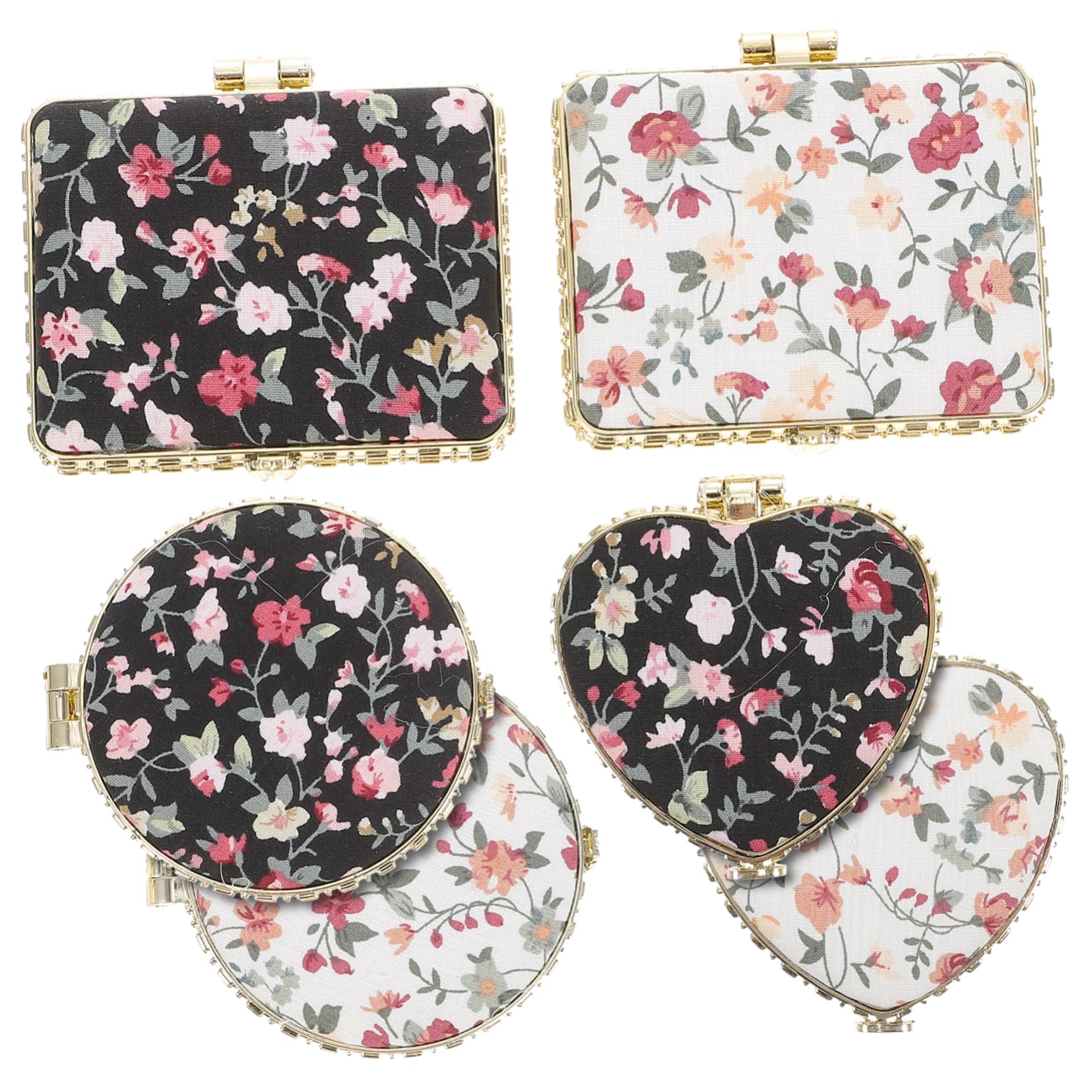 SHERCHPRY 2 Set Specchietto Viaggio Compatto Mini Borsa Doppia Faccia Portatile Per Donne E Ragazze Design Retrò Vari E Colori 6 Pezzi*2