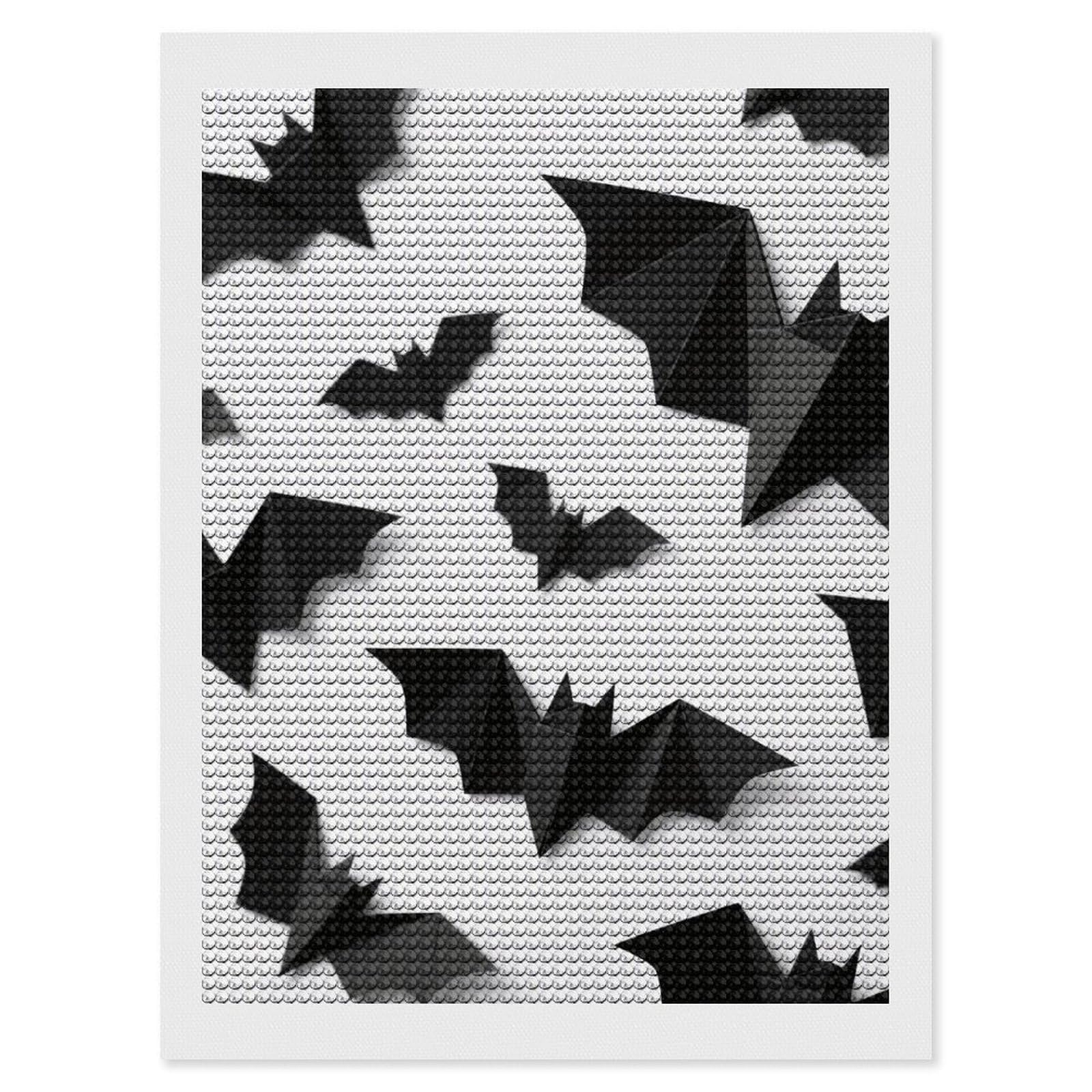 FodPand Halloween Bats 5D Diamond Painting Kits for Adults Beginners Full Drill Round Diamond Dots Pictures Gem Art Supplies for Home Wall Room Decoration DIY Craft Set Gift 12x16