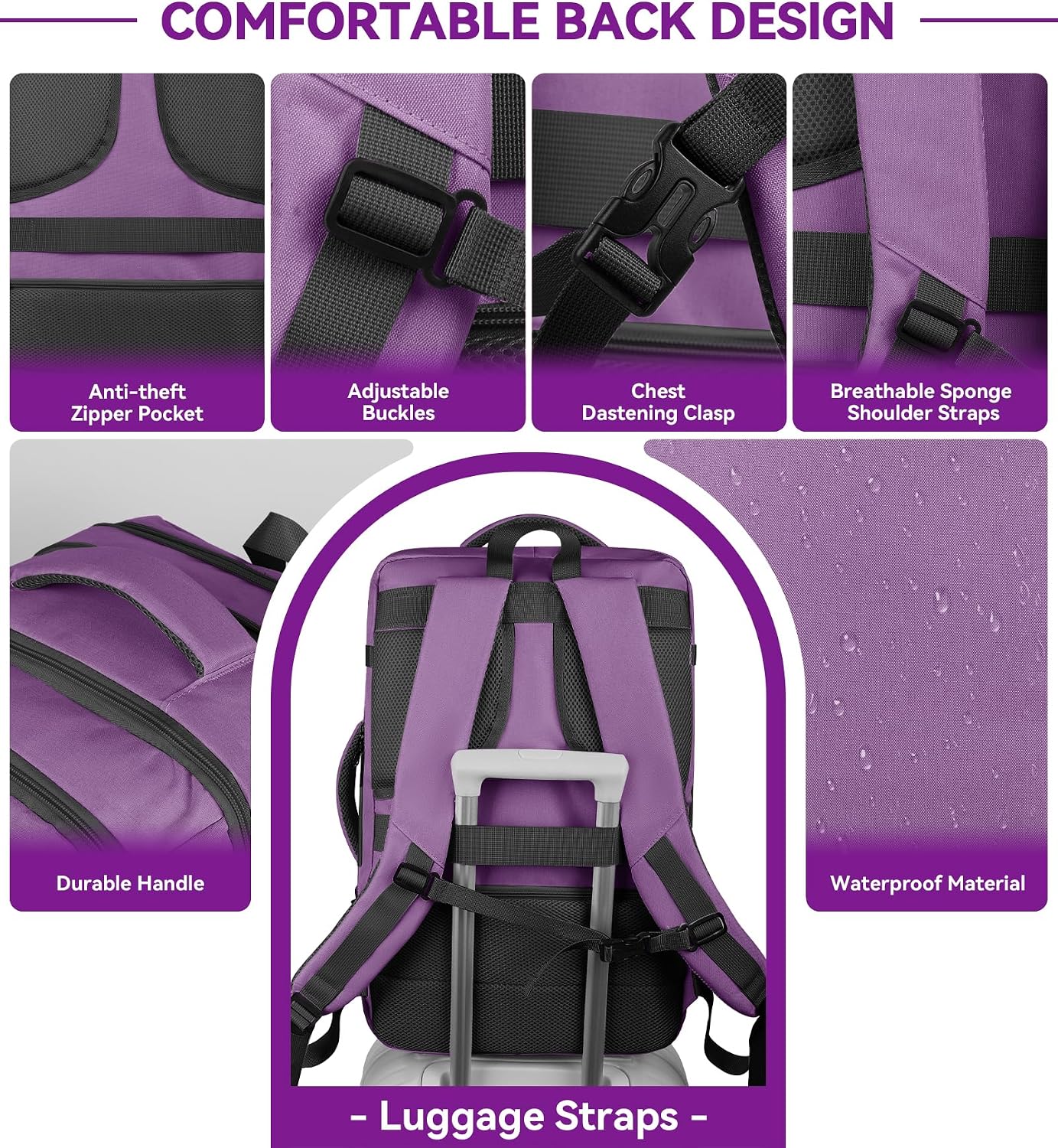 AREYTECO 55L Carry On Backpack For Women, Extra Large Laptop Backpack image 4