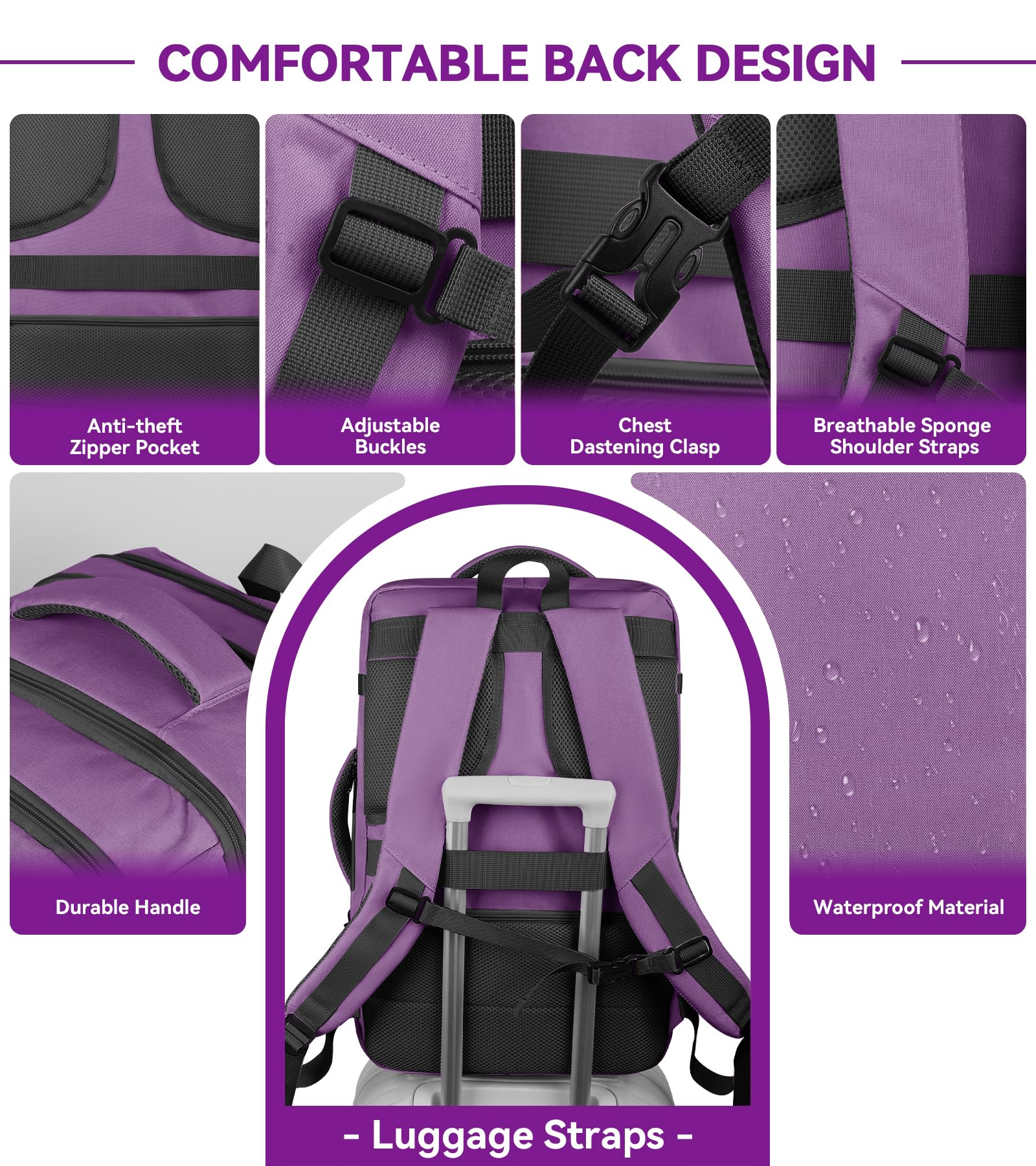 AREYTECO Mochila de mano de 55 L para mujer, mochila extragrande para
