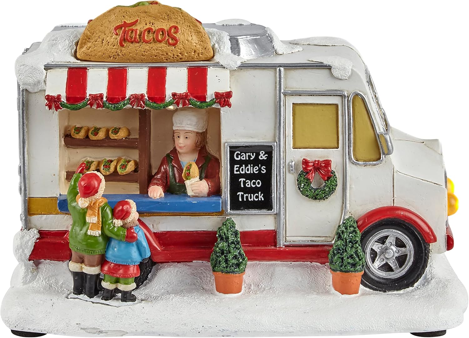 MOMENTS IN TIME Christmas Village Food Truck Street Vendor with LED Lights - Battery Operated (not Included) (Taco)