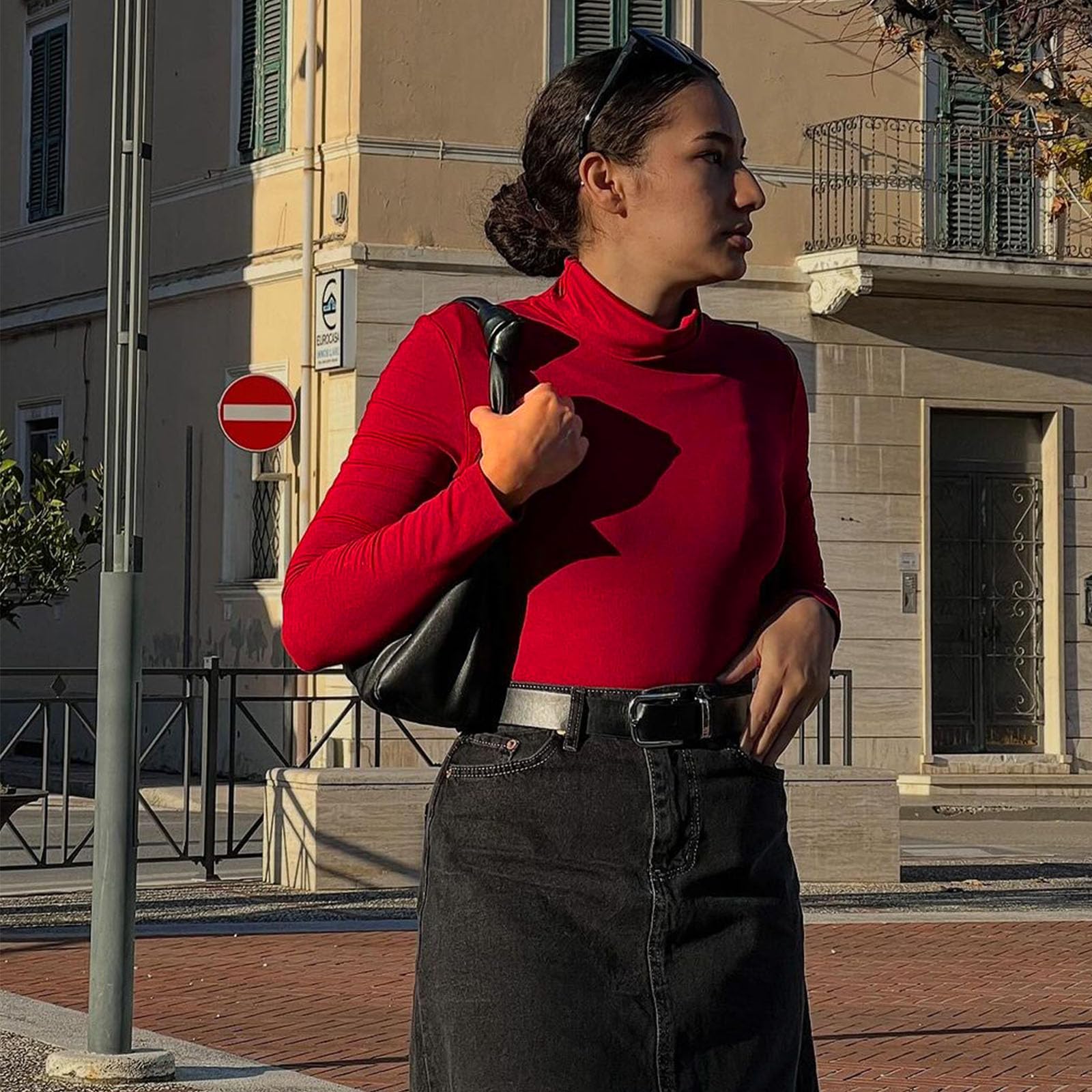 SHAPERIN Body Mujer Cuello Alto Manga Larga Bodysuit Long Sleeve Turtle Neck Casual Jumpsuit Tops Elegante