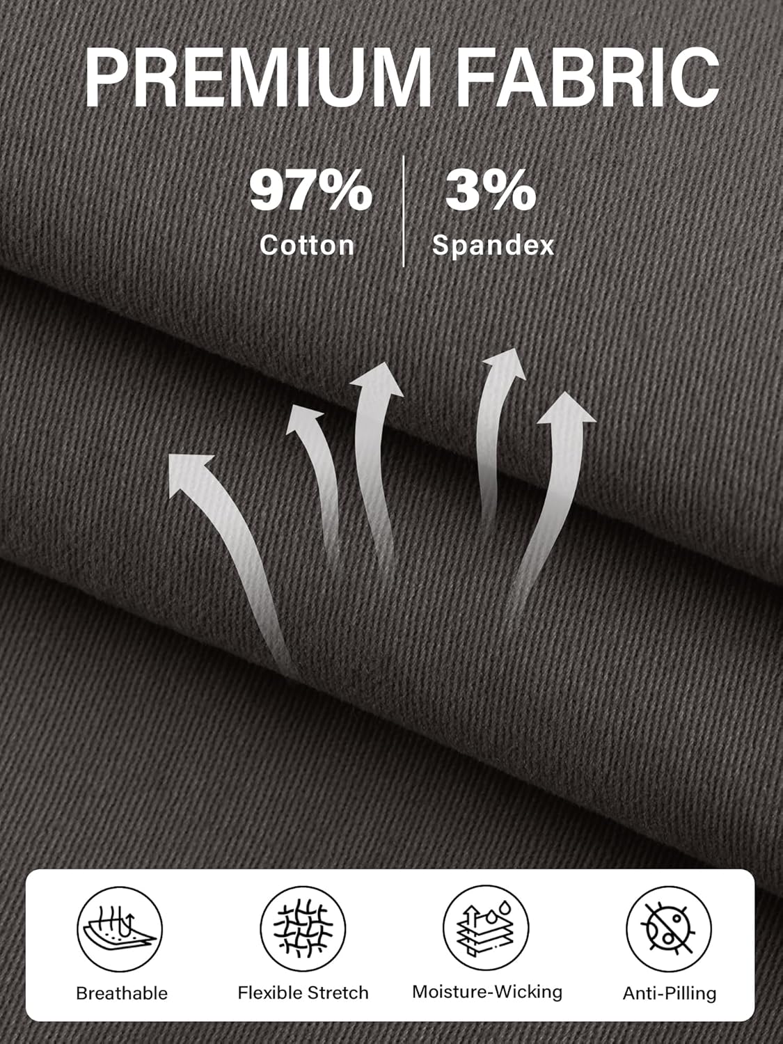 Comdecevis Men's Stretch Khaki Pants Elastic Waist Cotton Chino Pants Straight Fit - Image 6