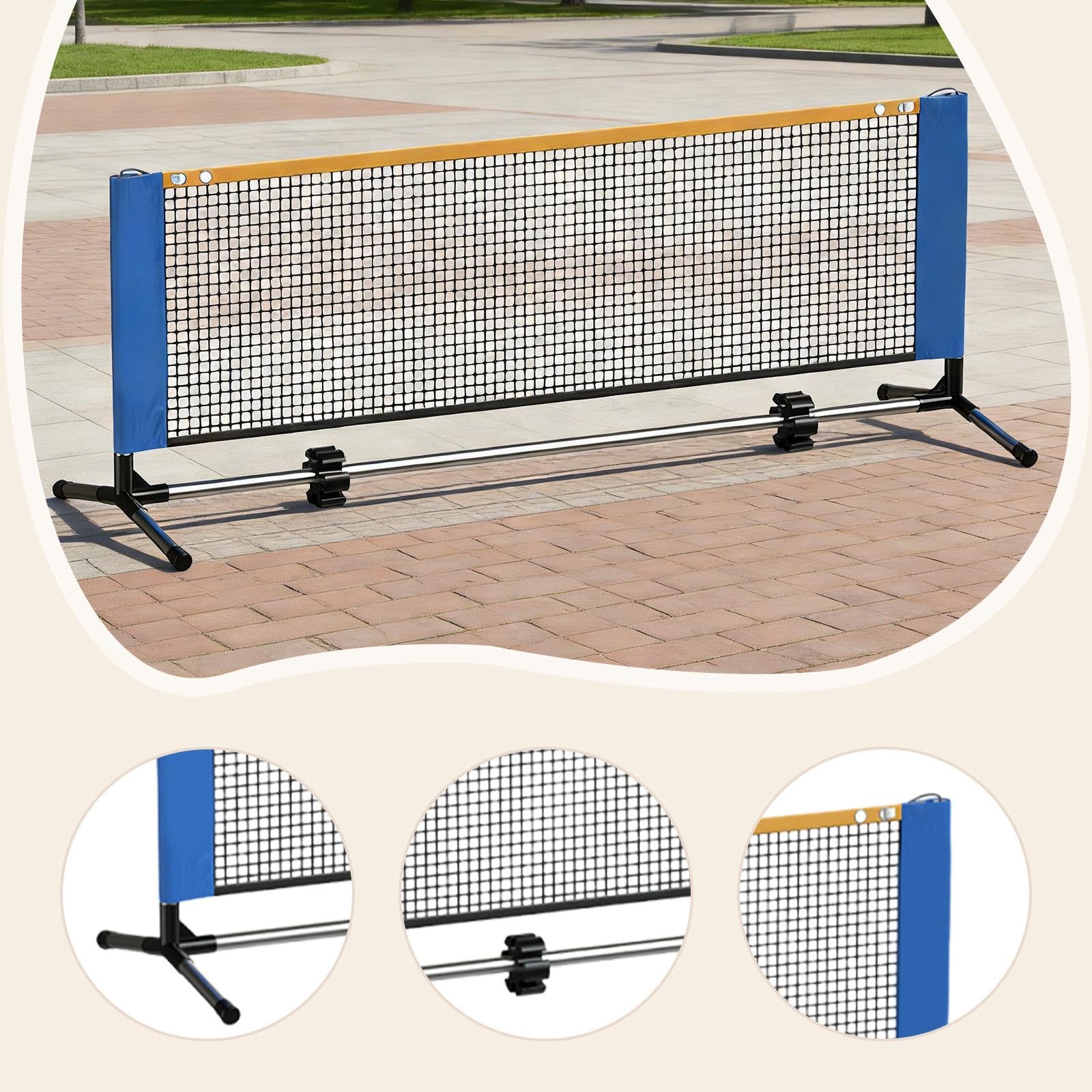 Rete Pickleball Portatile Accessori Sportivi Rete da Gioco Resistente in Poliestere E Metallo con Borsa Trasporto Adatta per Cortile Allenamen