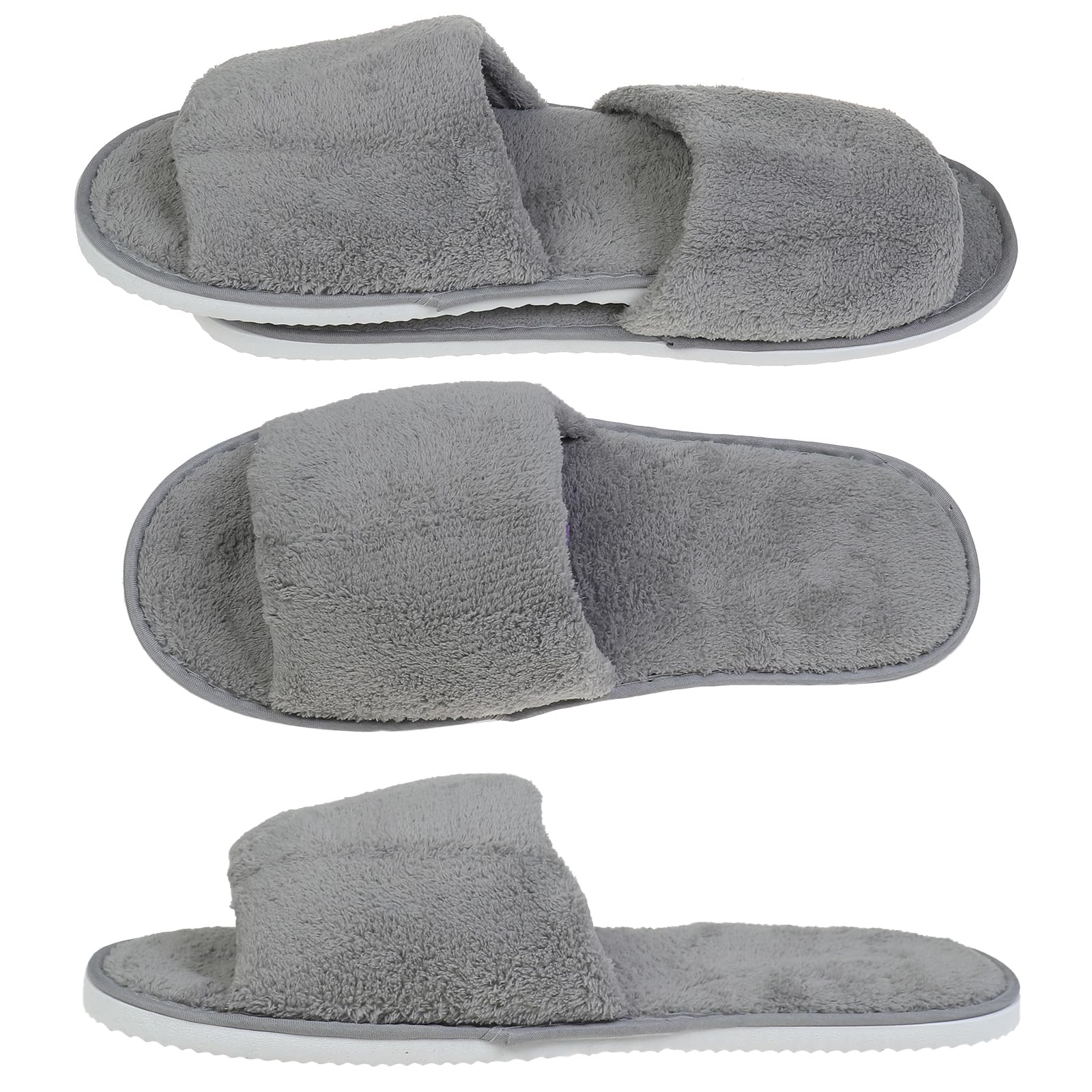 JK Home 4 works Coral Fleece Open Toe Spa Slippers, Disposable Deluxe Hotel Slippers - Image 3
