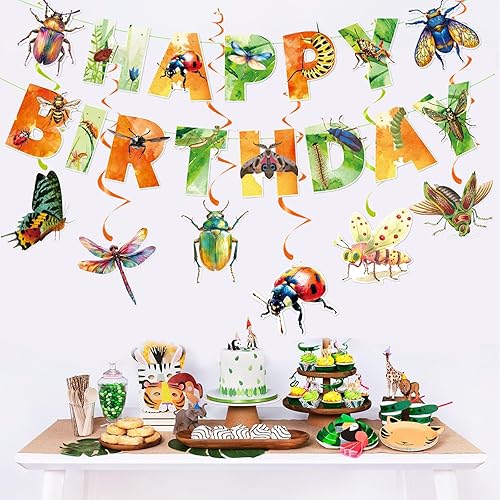 Vista 11 de Zwiebeco Decoración de fiesta de feliz cumpleaños, banderín, guirnalda de banderines, kit de abanico de papel para niños, Capitán América