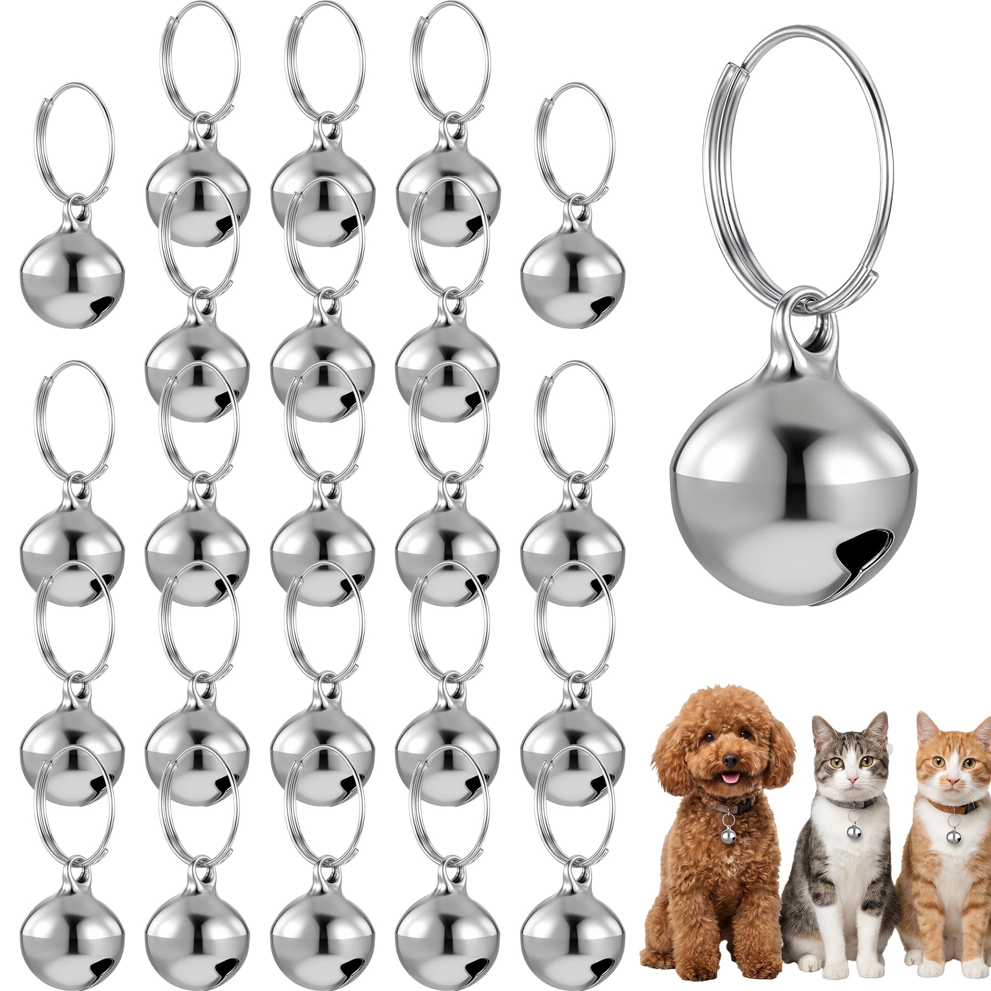 KIMHOME 24-Pack Metal Jingle Bell Rings for Pet Collars & Gear