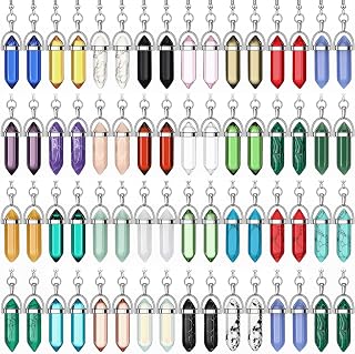 Zhehao 30 Pairs Healing Crystal Dangle Earrings for Women - Multicolor Quartz Gemstone Chakra Eardrops