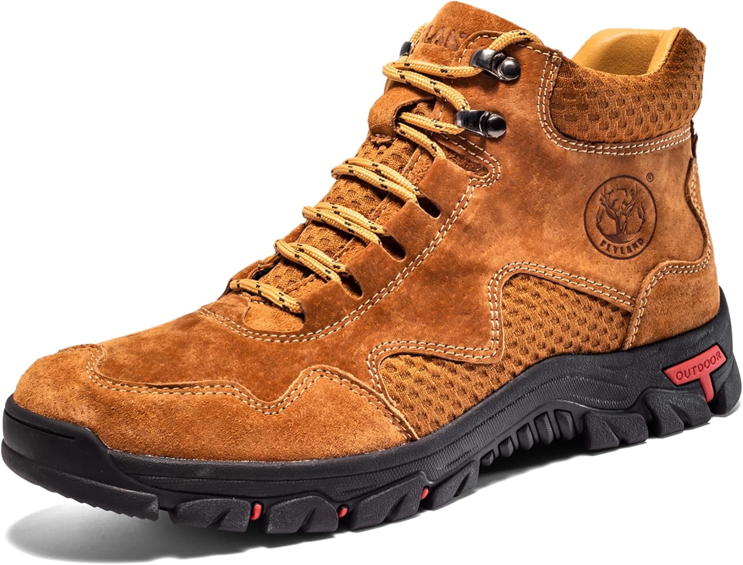 FLYLAND Men's Chukka Boots Casual Leather Shoes Ankle Shoes Non Slip Breathable Comfortable Mid Top for Driving Walking Outdoor - Image 2