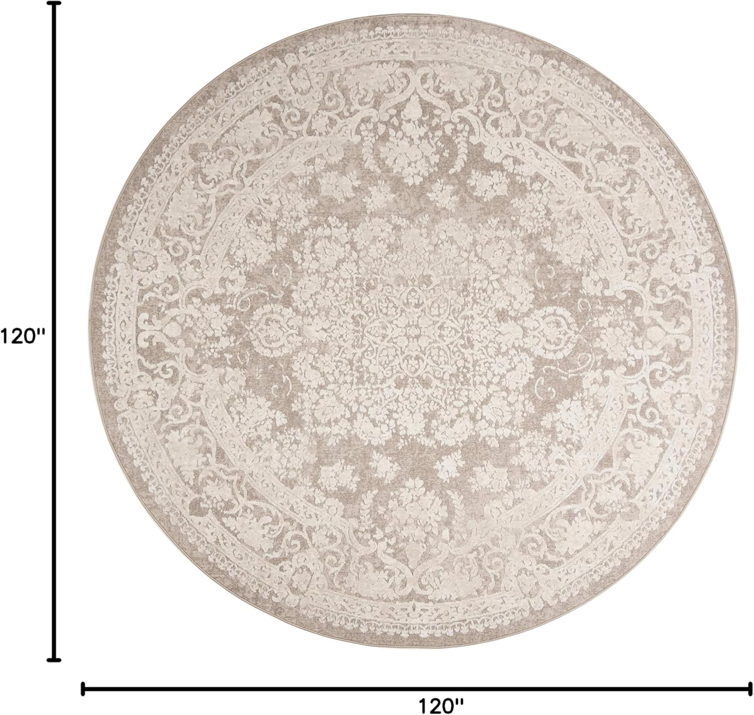 SAFAVIEH Area Rug 10' Round - Reflection Collection - Large - Beige & Cream, Non-Shedding & Easy Cleaning, Ideal for Living Room, Bedroom, Dining Space (RFT664A)