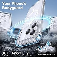 Vista 36 de TAURI Funda magnética 2 en 1 transparente para iPhone 14 Pro, compatible con Magsafe [no amarillenta] con protector de pantalla, protección de grado