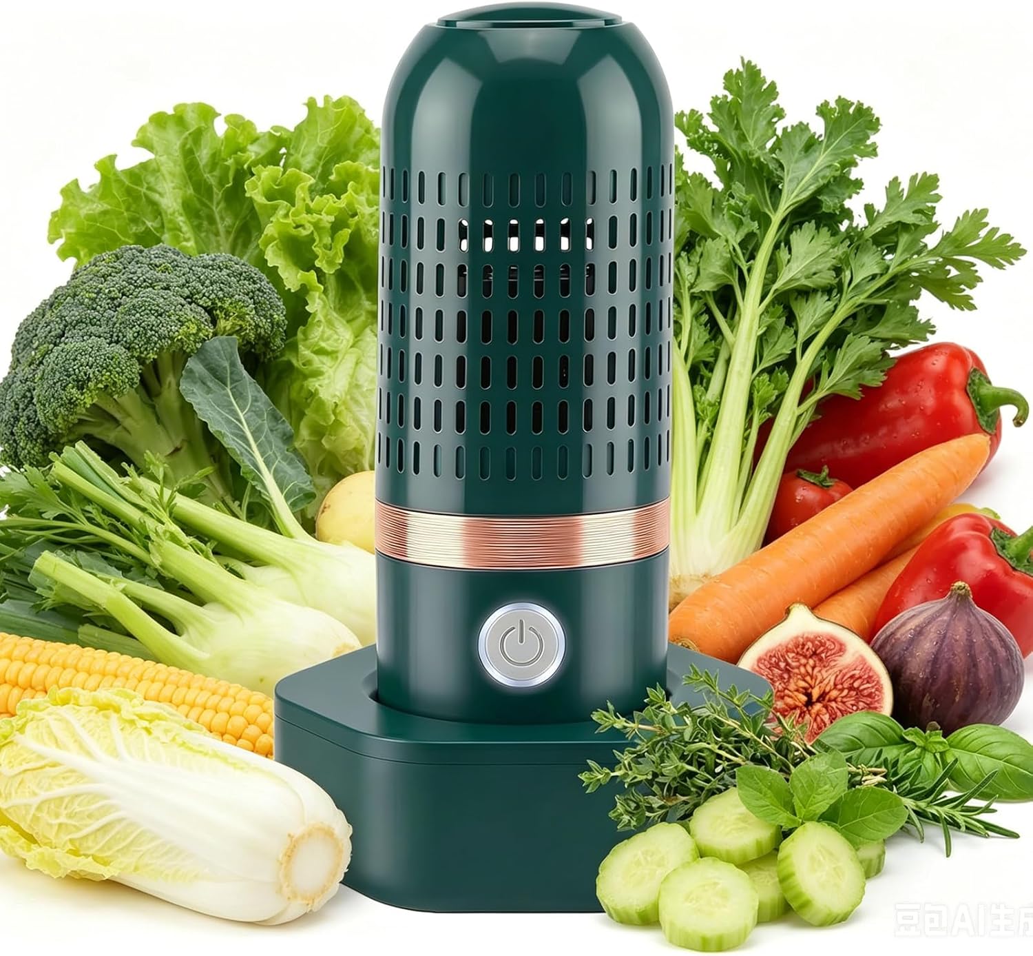 Fruit and Vegetable Purifier Cleaner Washing Machine,Ultrasonic Fruit and Vegetable Cleaner Device,Oh-Ion Purification Technology Ipx7 Waterproof Device for Cleaning Berries Rice Meat Seafood (Green)