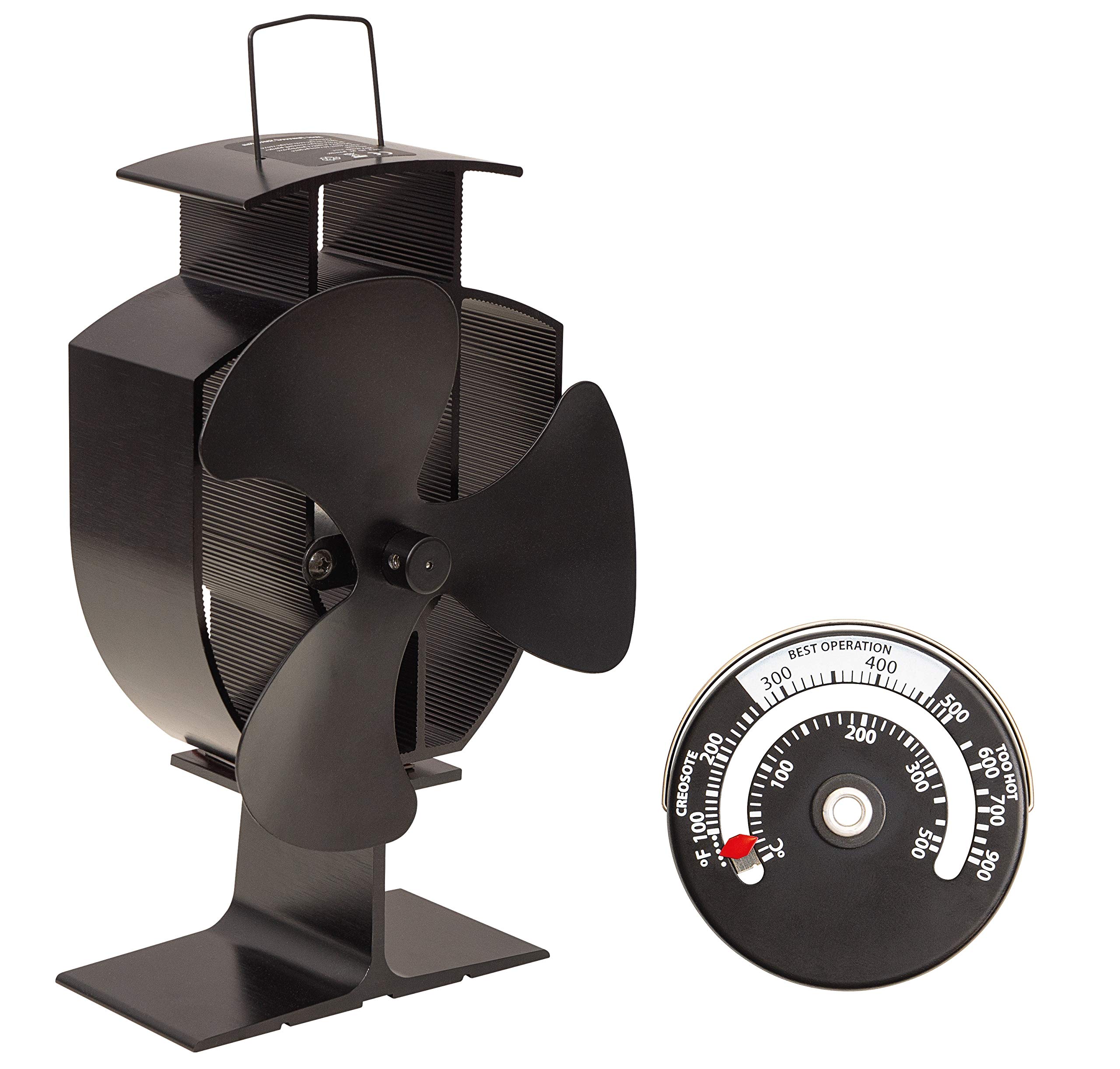 Netagon Black Heat Powered 3 Blade Quiet Eco Efficient Heat Distribution Fan For Wood Log Burner, Stove Heater And Fireplace | Increase Efficiency And Optimise Fuel Consumption