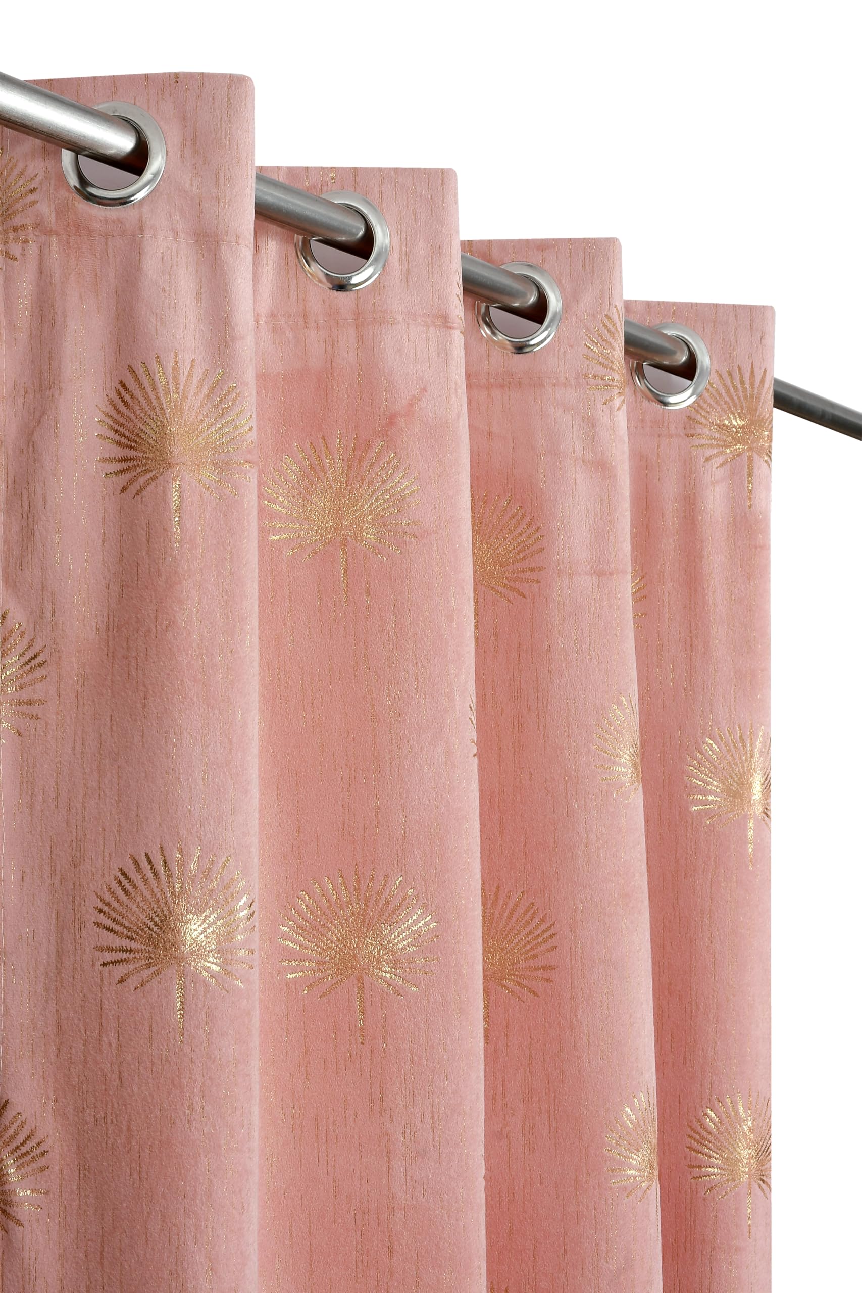 Window Wonder Premium Foil Palm Print Velvet Fabric Room Darkening Curtains