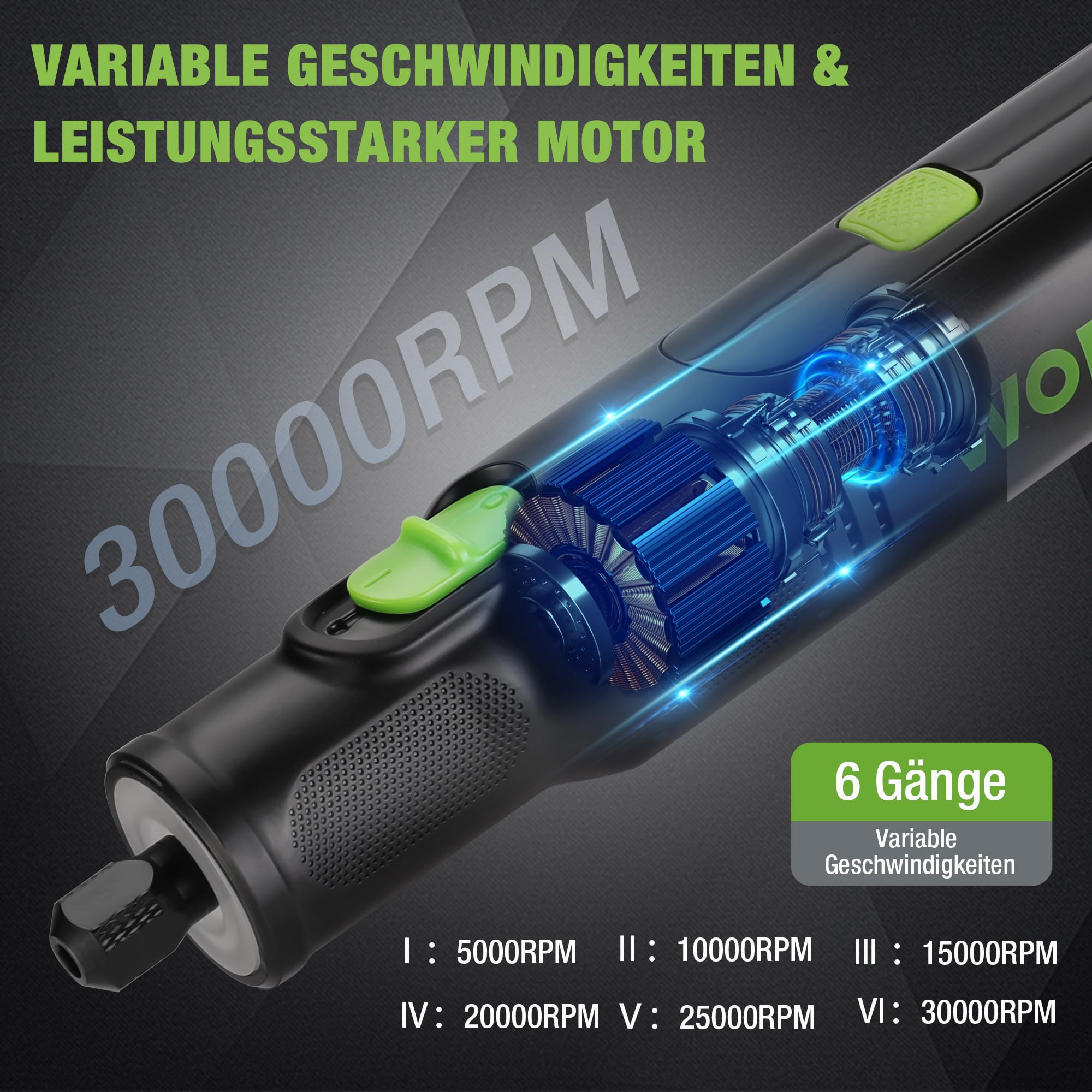 WORKPRO 7,2 V Kabellos Drehwerkzeug Set, Multifunktionswerkzeug mit 117 Zubehörteilen, mit 6 einstellbaren Geschwindigkeiten, Aufbewahrungstasche, ideal zum Schneiden, Schleifen