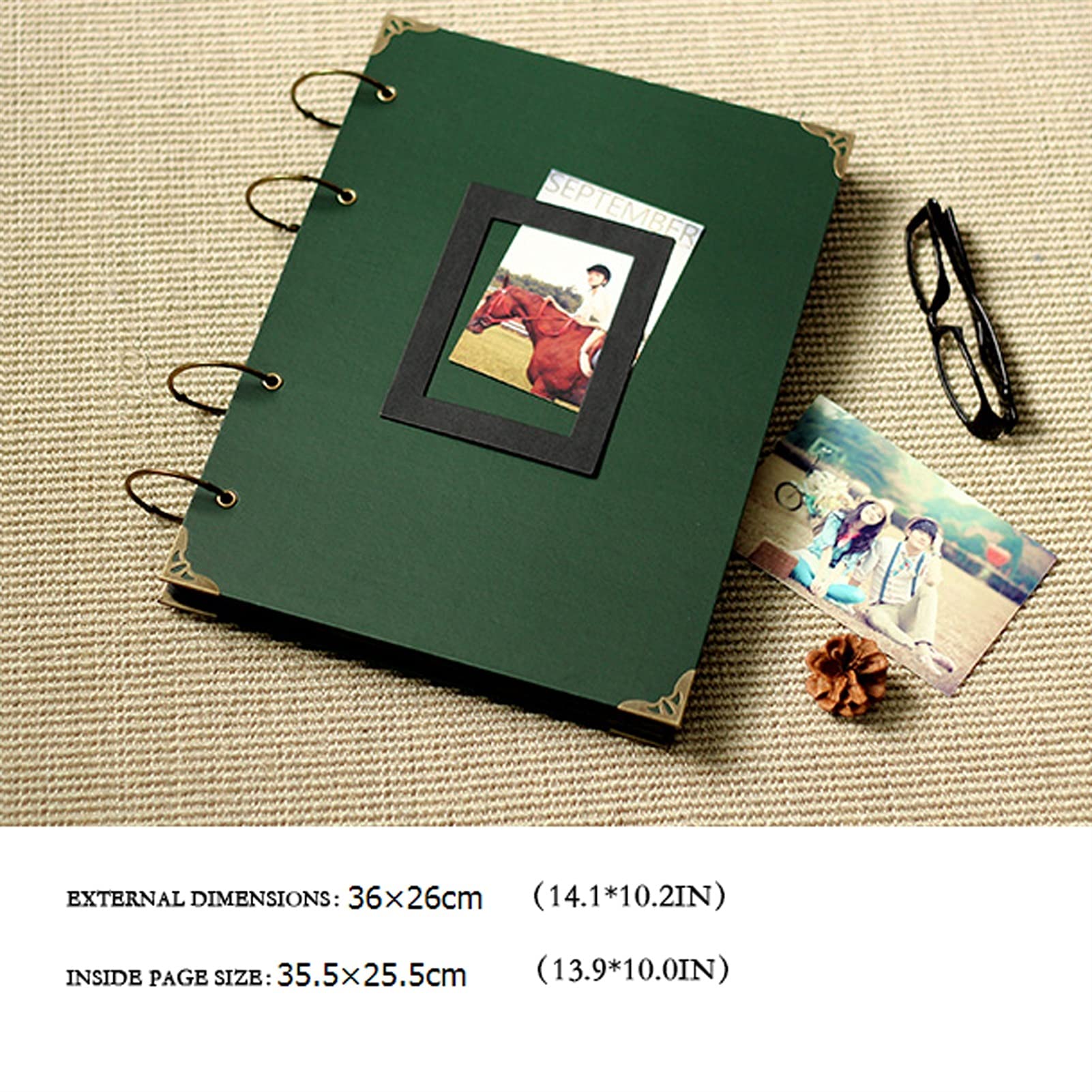 Album Fotografico A4 Dark Green Photo Photo Album Book fai da te appiccicoso dipinto a mano Memory Book Interstitial Home-Made Souvenir Book Album for famiglie for regali di compleanno Album foto
