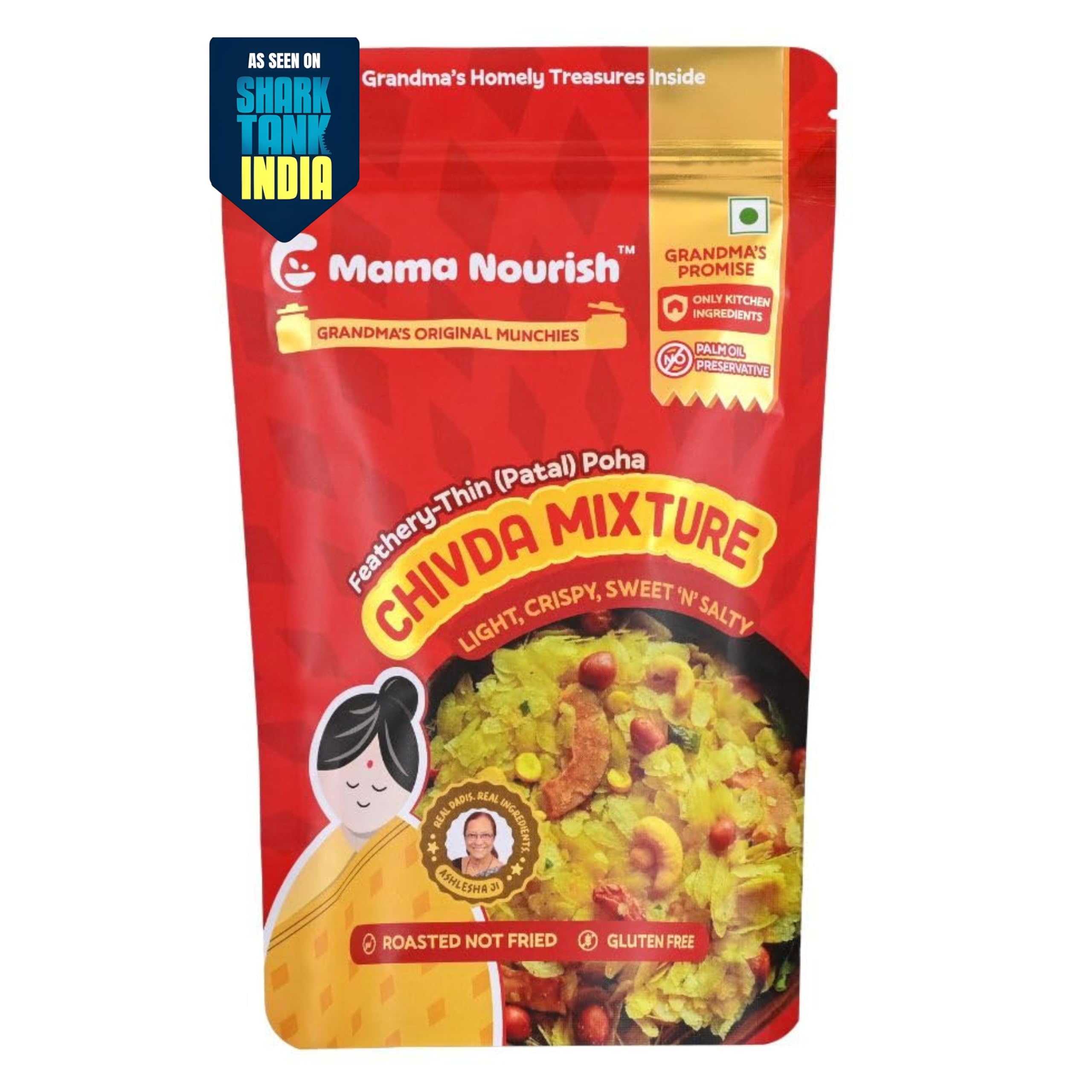 MamaNourish Chivda - Patal Poha 100g | Roasted Namkeen Snack | As seen on Shark Tank | Light & Crispy Poha Chiwda with Nuts | No Palm Oil, No Preservatives | Healthy Snack Mixture | Gluten Free-image-32