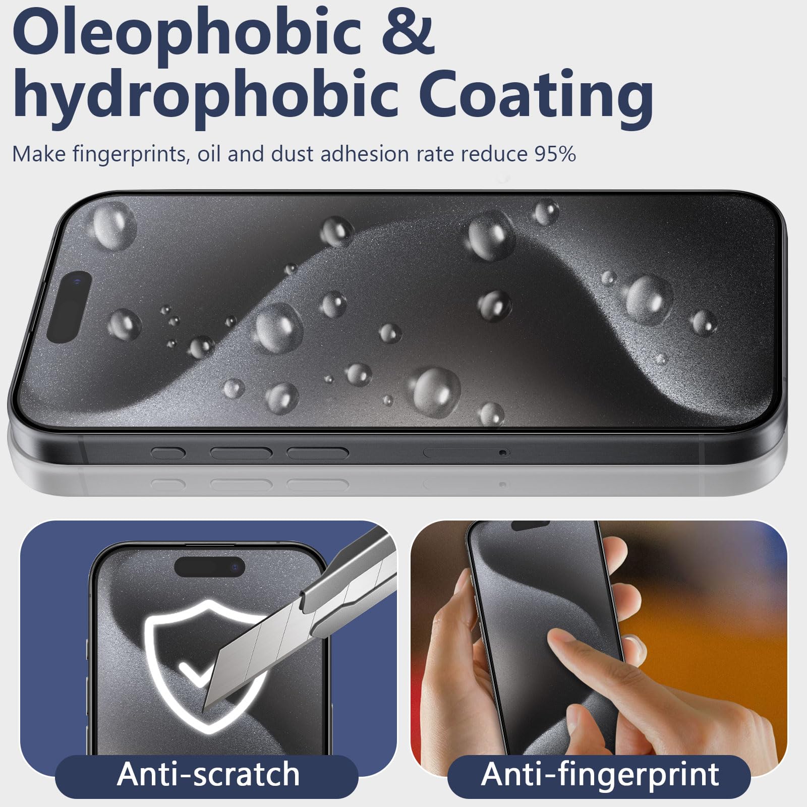 BENKS Matt Displayschutzfolie Für IPhone 15 Pro Max [2 Stück], 6,7 Zoll, Blendschutz, Anti-Fingerabdruck, Mit Montagerahmen