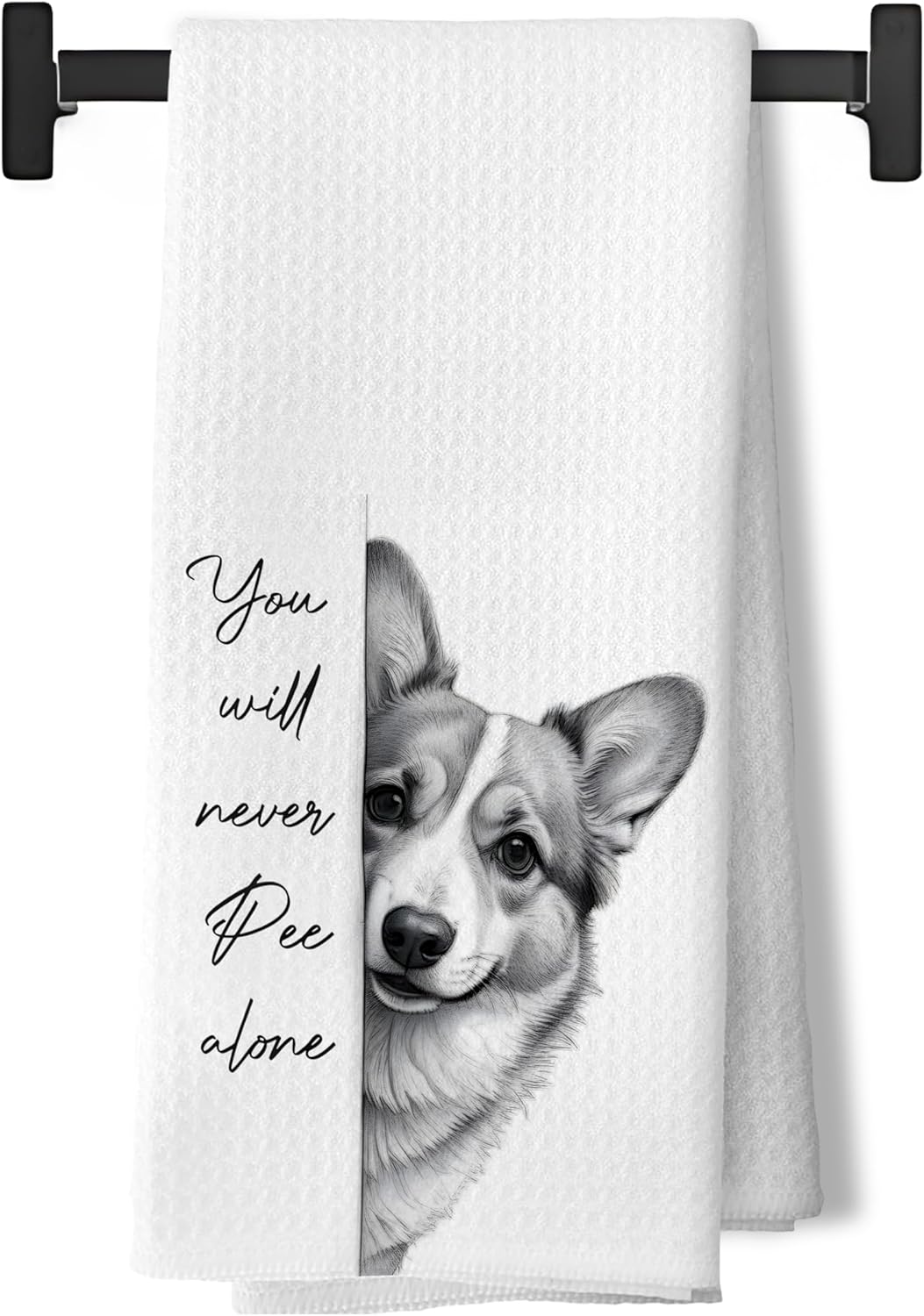 Corgi Dog Hand Towels for Bathroom Decor,Corgi Gifts for Corgi Lovers,Black and White Dog Decorative Hand Towels for Washroom Restroom,16x24 Inch