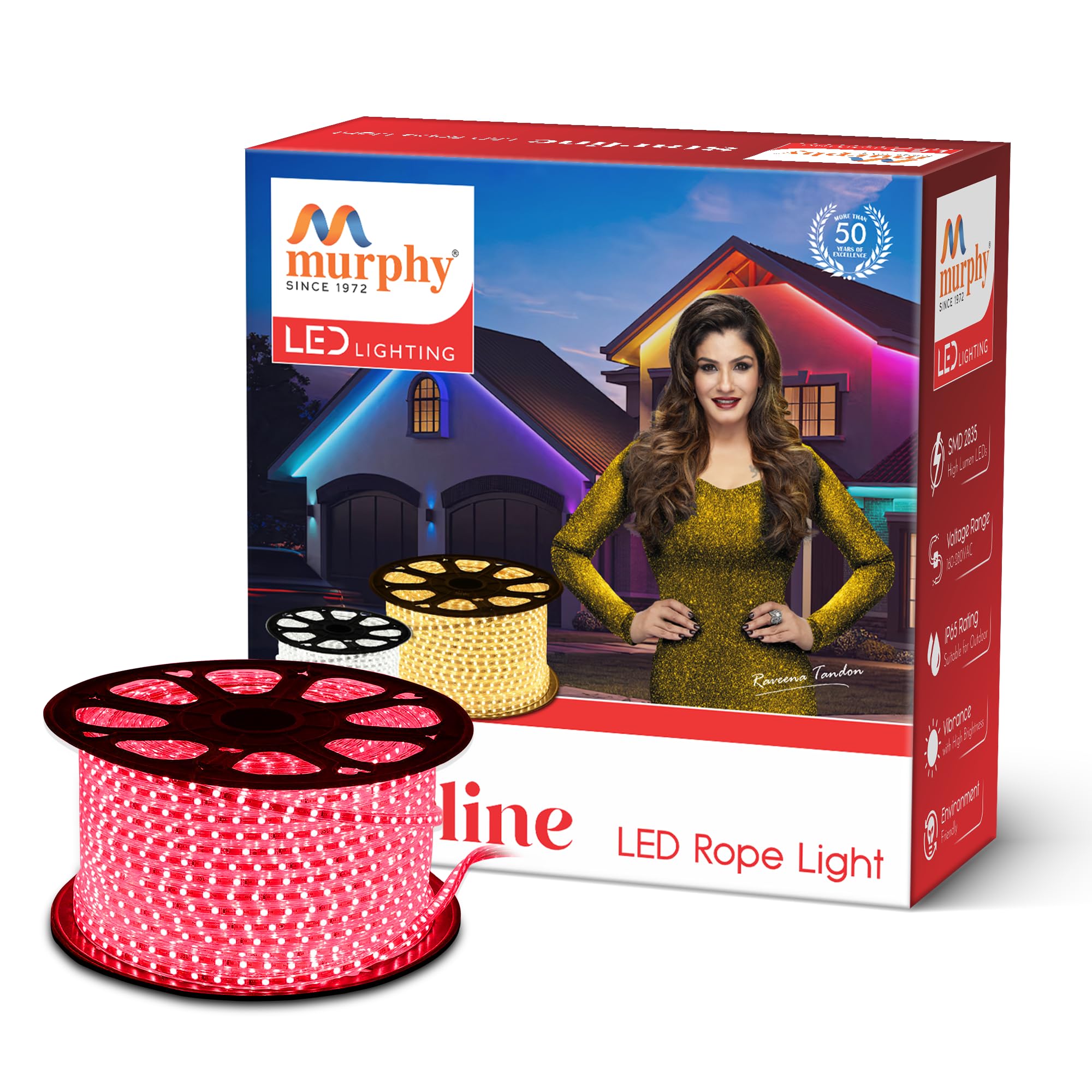 Murphy 2835-120 LED High Lumen Waterproof Indoor Outdoor Home Deorative, Diwali Lights, Rope Pipe Light, Cove Light (120 Led/Mtr) (Red, 50 Meter)-image-46