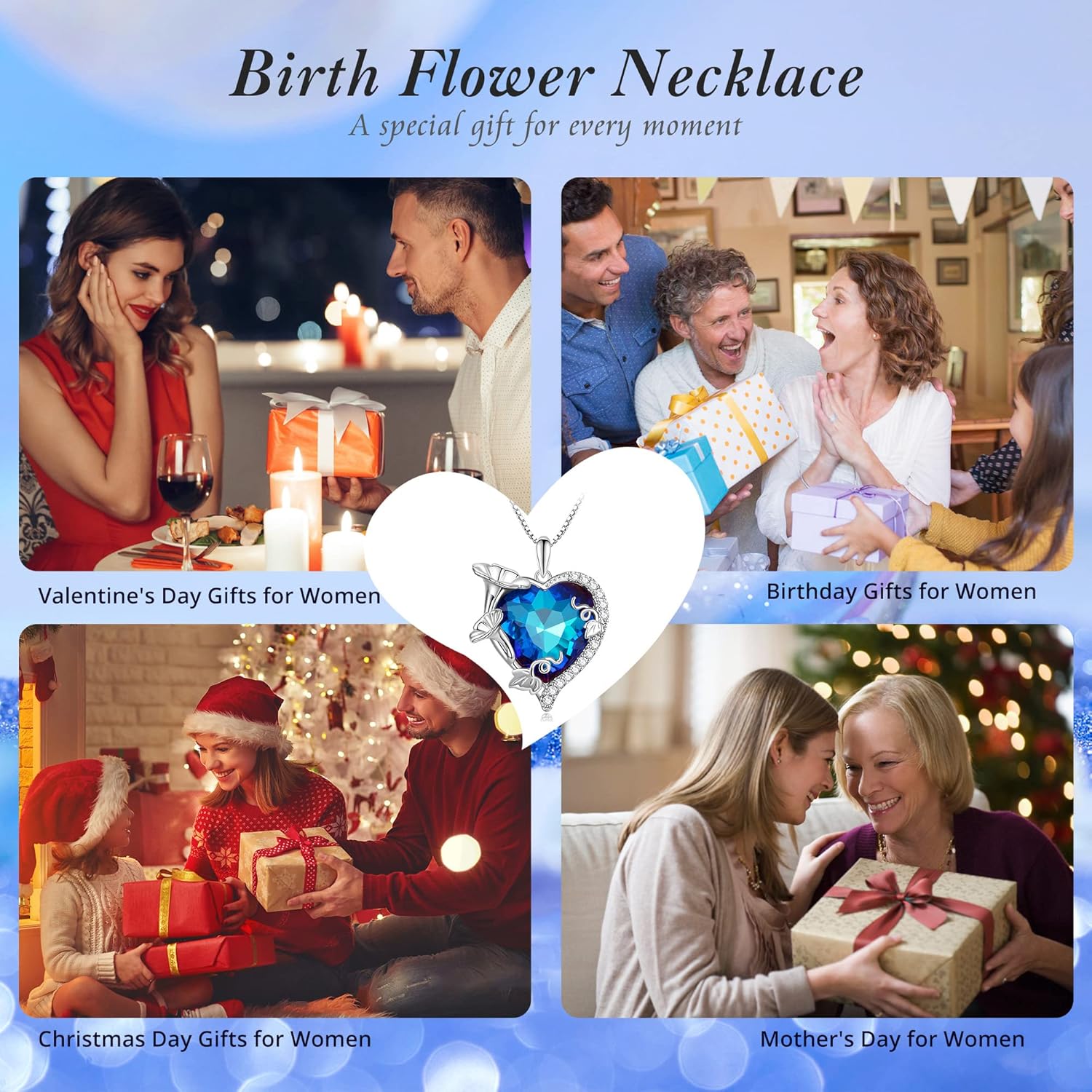 Birthstone Necklace for Women, 925 Sterling Silver Mother Necklaces with Infinity Love Heart Crystal Pendant, Anniversary Birthday Christmas Jewelry Gifts for Mom from Daughter - Image 7