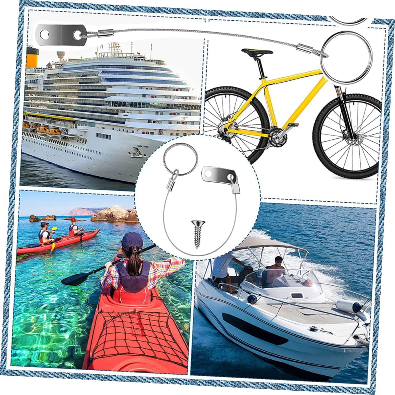 Stainless Steel Lanyard Cable Tether Hardware Tether Cable for Boating Safety Rope for Boating Accessories