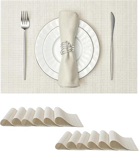 Miniatura 13 de Leetaltree juego de 6 manteles individuales de lentejuelas doradas de lujo - impermeables y lavables para boda, aniversario, uso diario - decoración