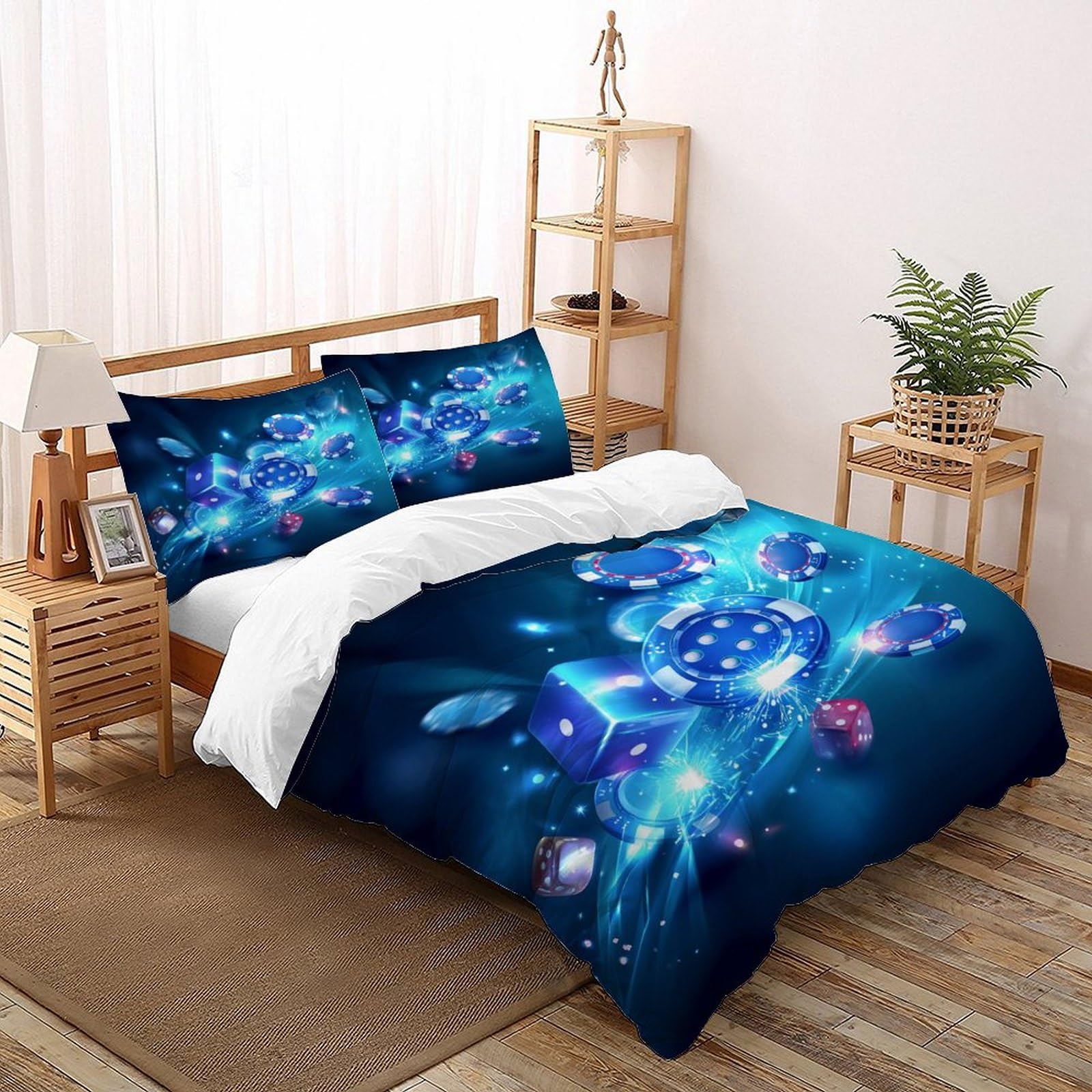 Housse de couette 260x220 cm motif Blue Sky en microfibre avec taies d'oreiller
