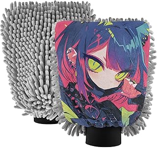 Guantes de microfibra para lavado de coche, diseño gótico, diseño de gato, color rojo, para lavado de coches, sin arañazos, 2 unidades