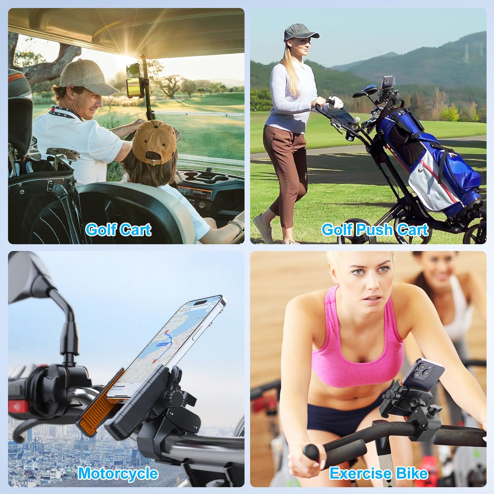 EEEKit Support Téléphone Golf 360° Rotatif: Smartphone 4,7–7,2 Pouces | Compatible avec Club Car, EZGO, Yamaha & ICON - Rotation 360° / Smartphones 4,7–7,2 pouces - Maintien sécurisé