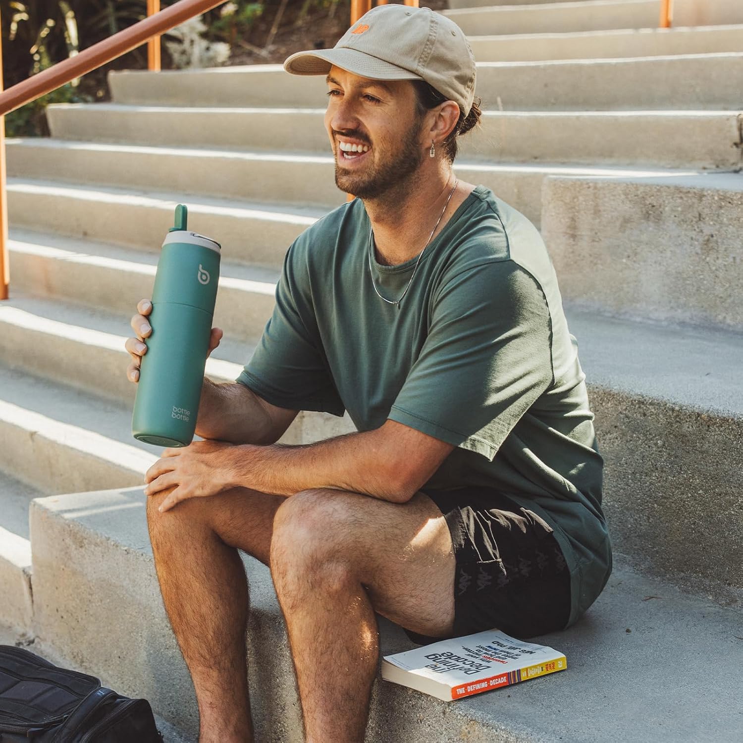 BOTTLE BOTTLE Stainless Steel Water Bottle with Straw Lid and Handle 32 oz Vacuum Insulated Cup for Sports Travel Gym Hiking, Leak-Proof Wide Mouth Water Bottles for Men,forests - Image 6