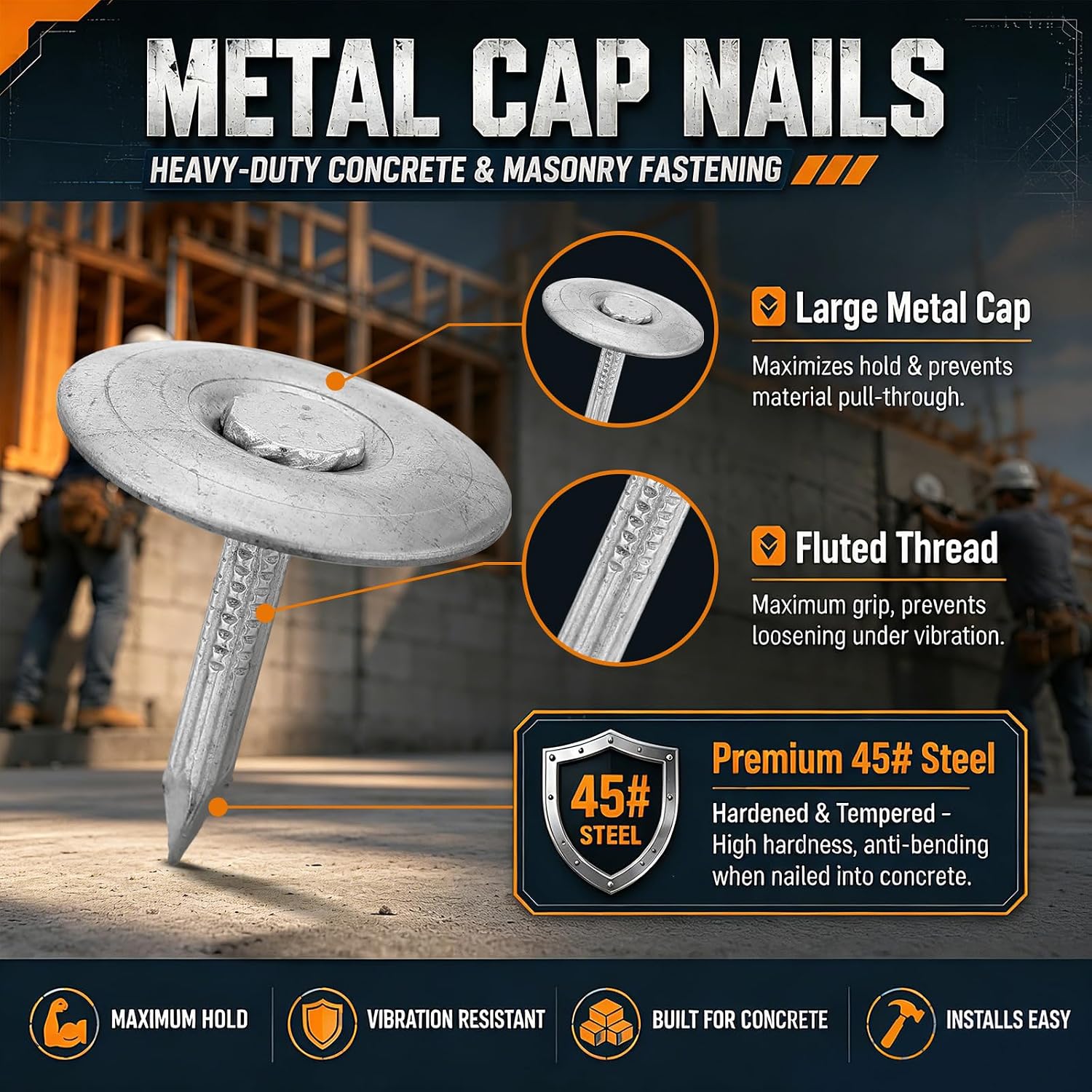 Moxweyeni 2 Pounds 1'' Metal Cap Nail Bulk Masonry Roofing Insulation Nail