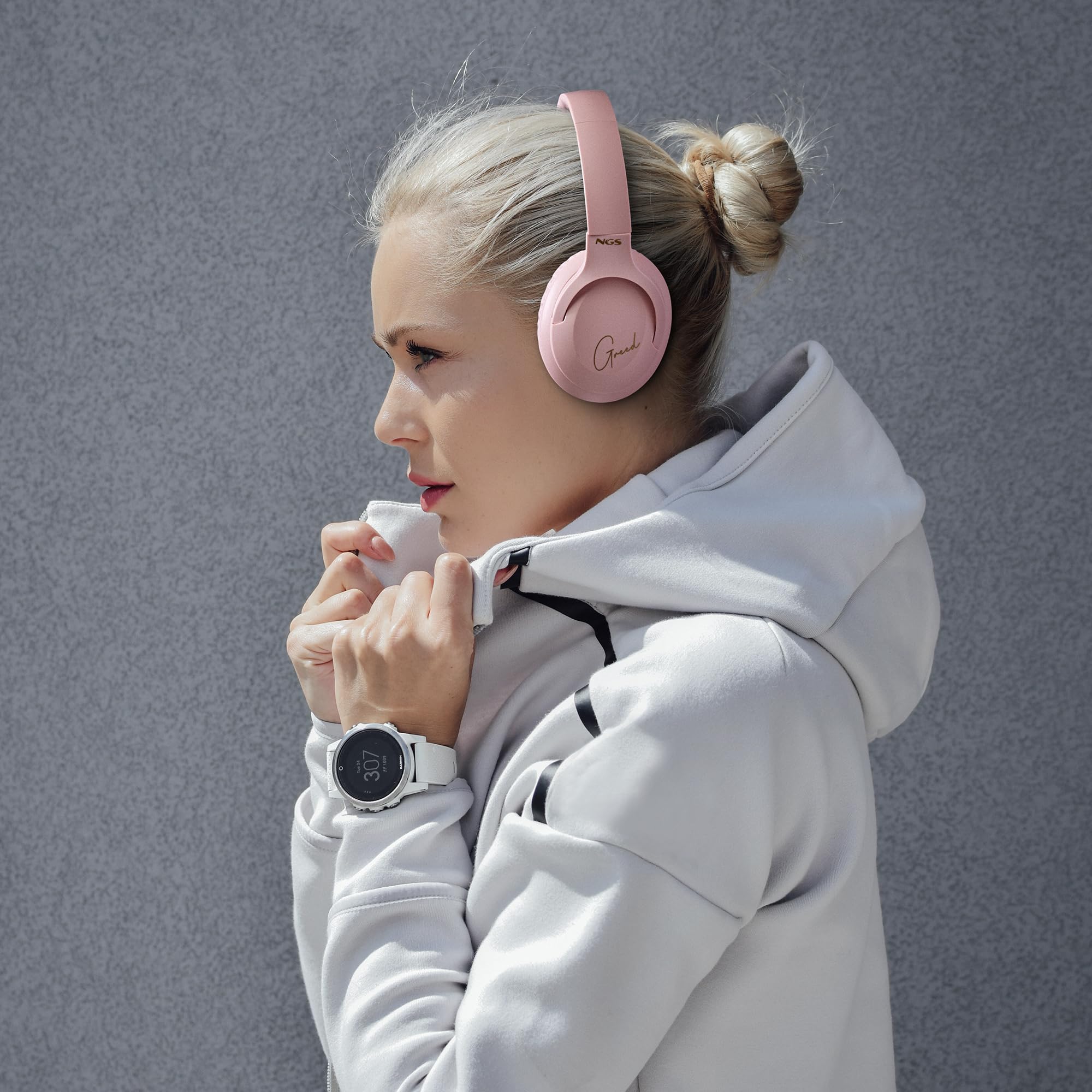 NGS Artica Greed Pink - Casque Supra-aural sans Fil, Compatible avec la Technologie Bluetooth, Léger et Pliable, Microphone Intégré, Batterie 40h, Couleur Rose
