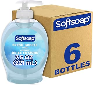 Softsoap Fresh Breeze Liquid Hand Soap, 7.5 oz Pack of 6 - Paraben-Free, Gentle Lather, Fresh Scent for Soft Hands