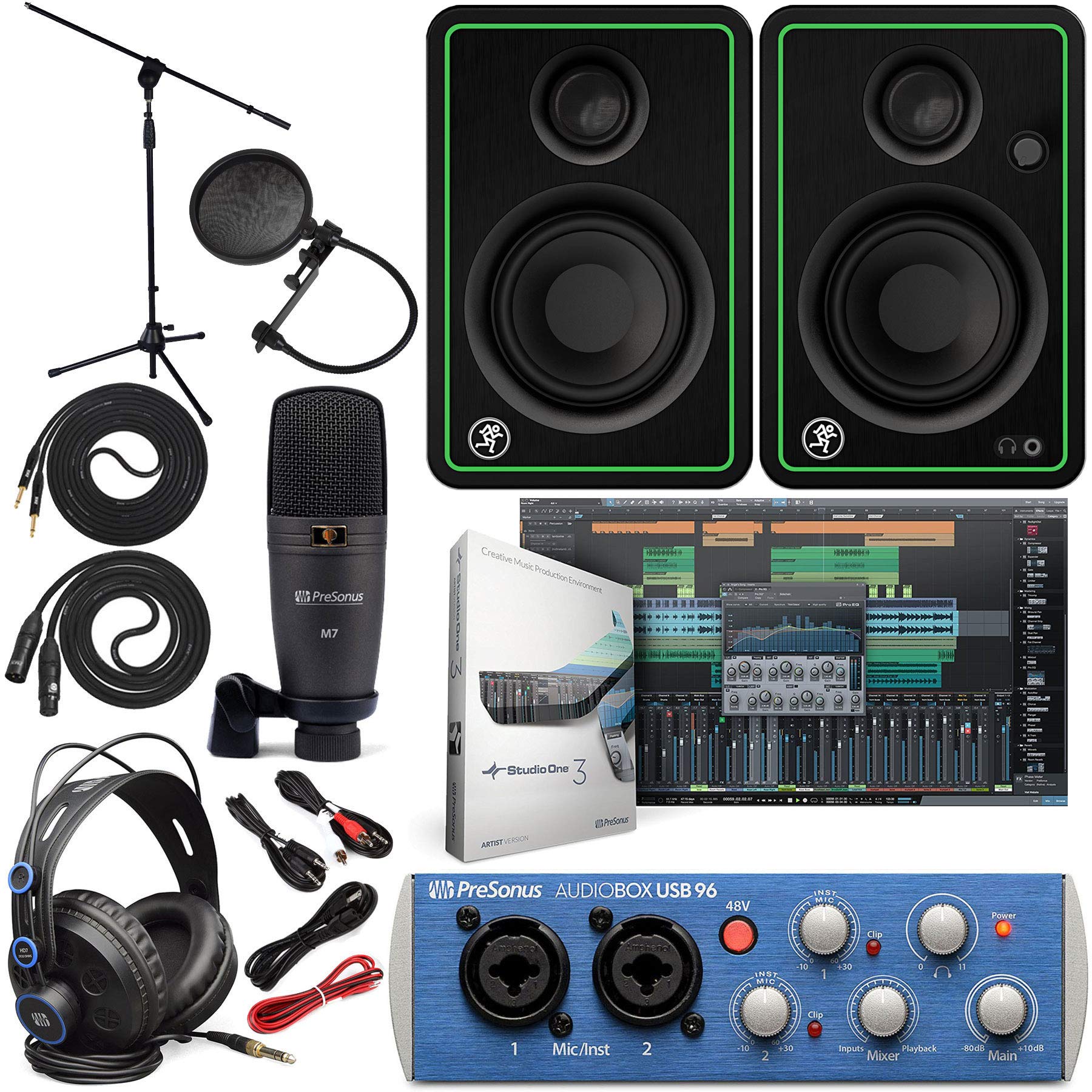 AudioBox 96 Audio Interface Full Studio Bundle with Studio One Artist Software Pack with…