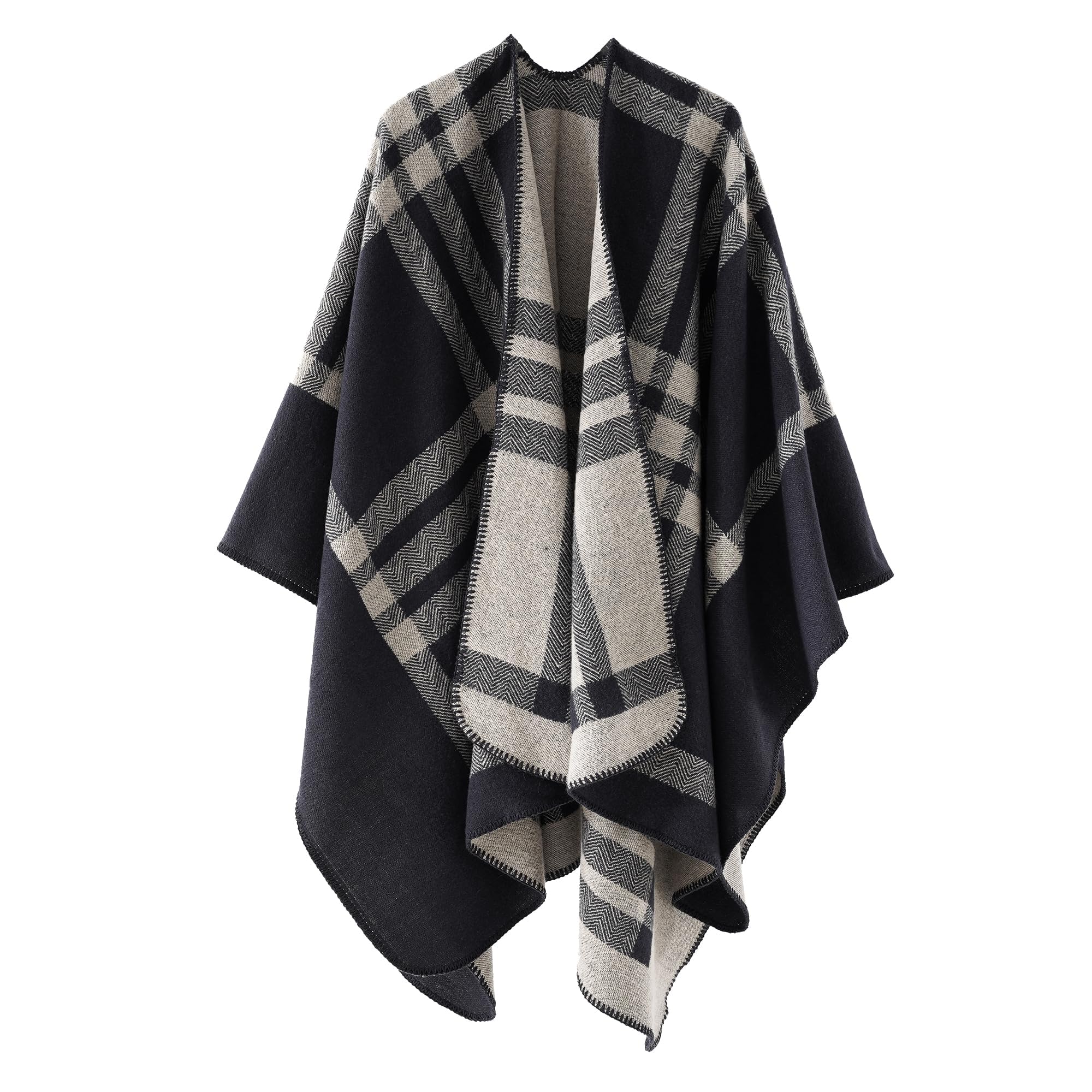 colornival Elegante Mantella da Donna con Fronte Aperto Poncho Morbido, Adatto per Primavera, Autunno e Inverno