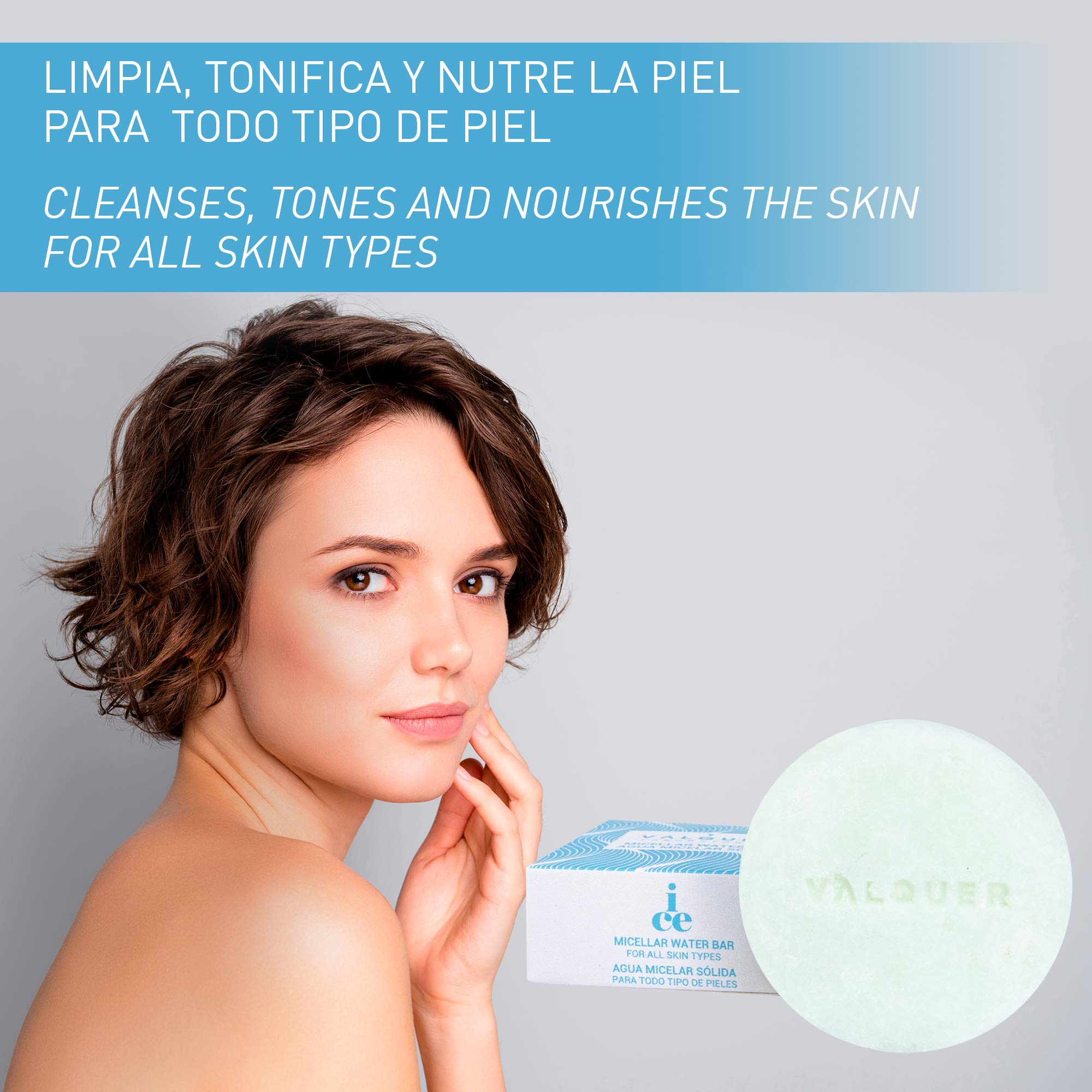 Valquer solid micellar water. Without Soap Without Plastics, organic and natural facial cleanser 50 g (all skin types) - Image 3