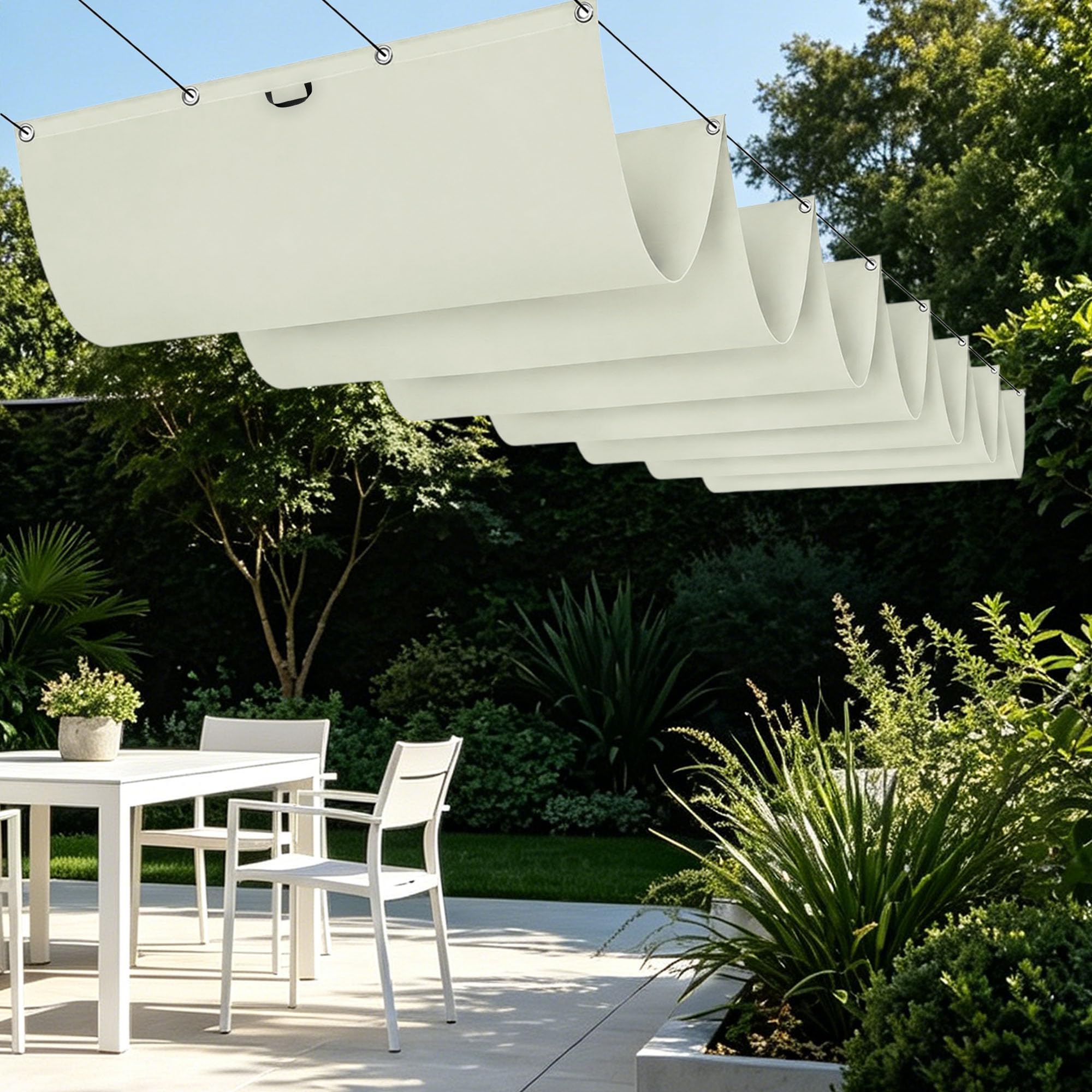 Voile d'ombrage 500 x 480 cm protection UV avec cordons pour extérieur jardin