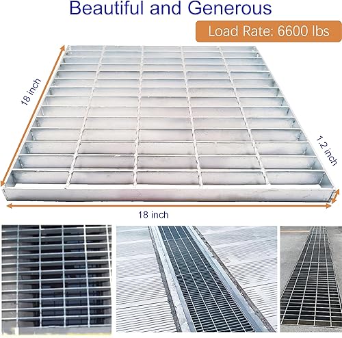 Miniatura 6 de Rejilla de drenaje de acero galvanizado, cubierta de drenaje exterior de 18 x 18, rejilla de canal de clase B125, rejilla de alcantarillado