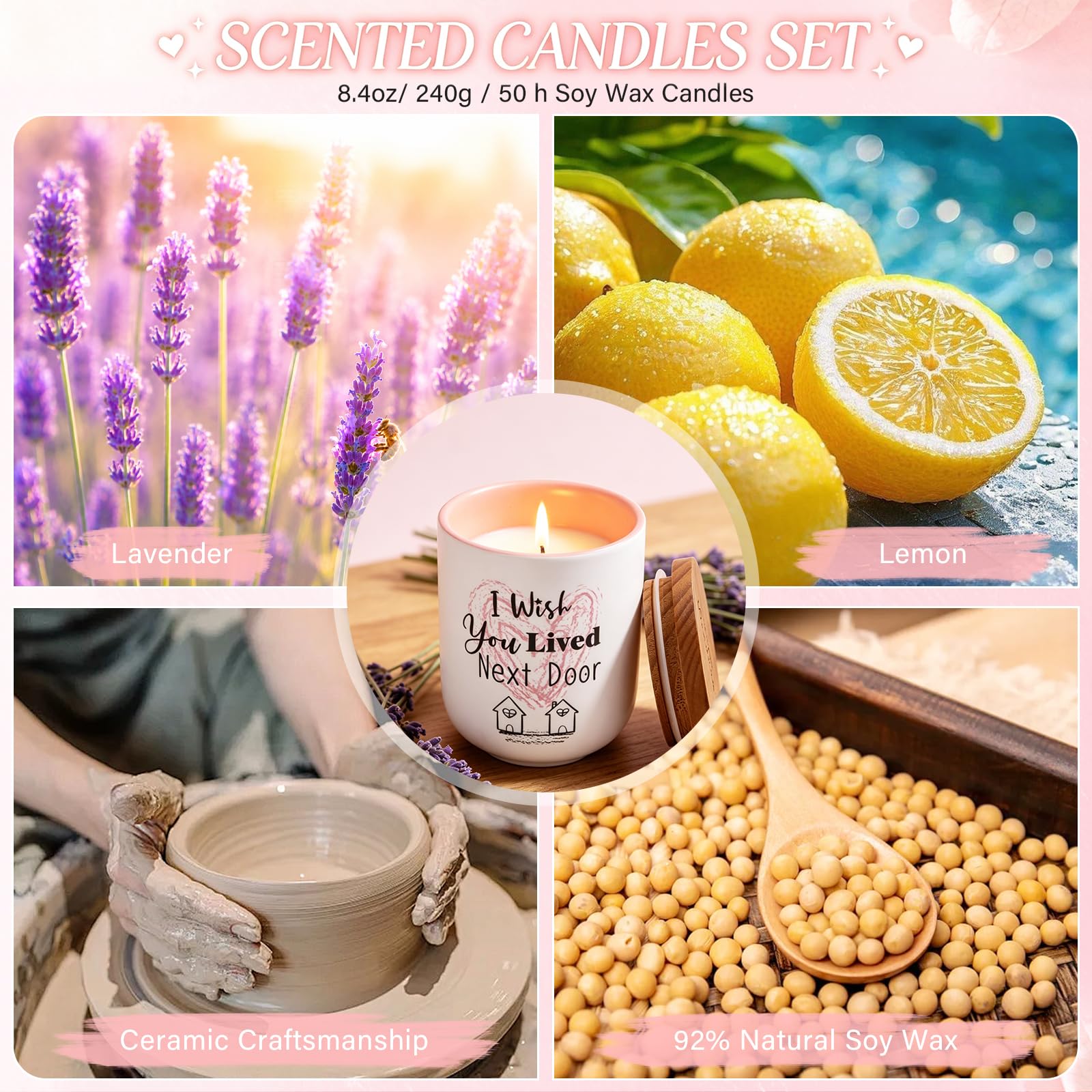 Regalo para mejor amiga para mujeres, amigos que se mudan lejos, lavanda y