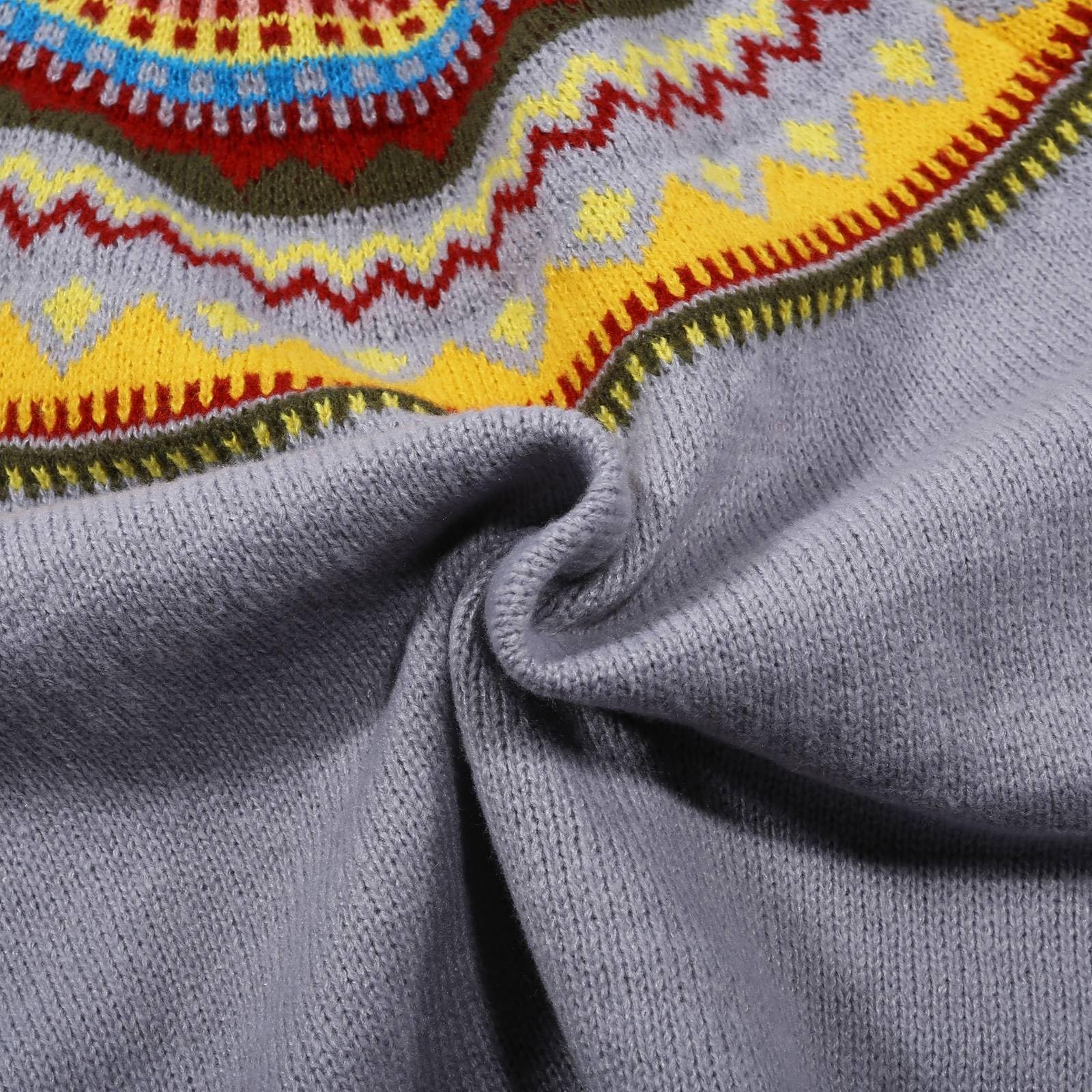 Maglioni da donna per autunno e inverno Fair Isle a maniche lunghe vintage autunno maglioni tunica vacanza sci fantasia lavorato a maglia sciolto brutto soffice top camicetta donna maglioni in cotone