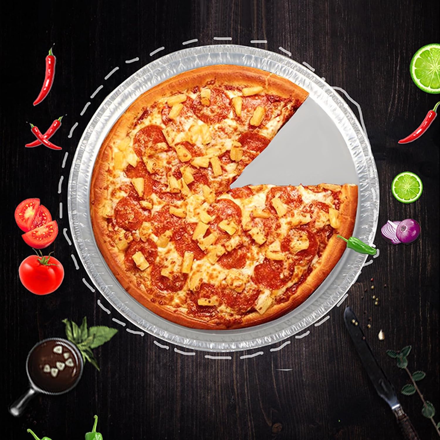 12pcs 12Inch Round Disposable Foil Pizza Pans Aluminum Foil Pans Large Serving Trays for Pizzas, Giant Size Chocolate Chip Cookie Cake Tin