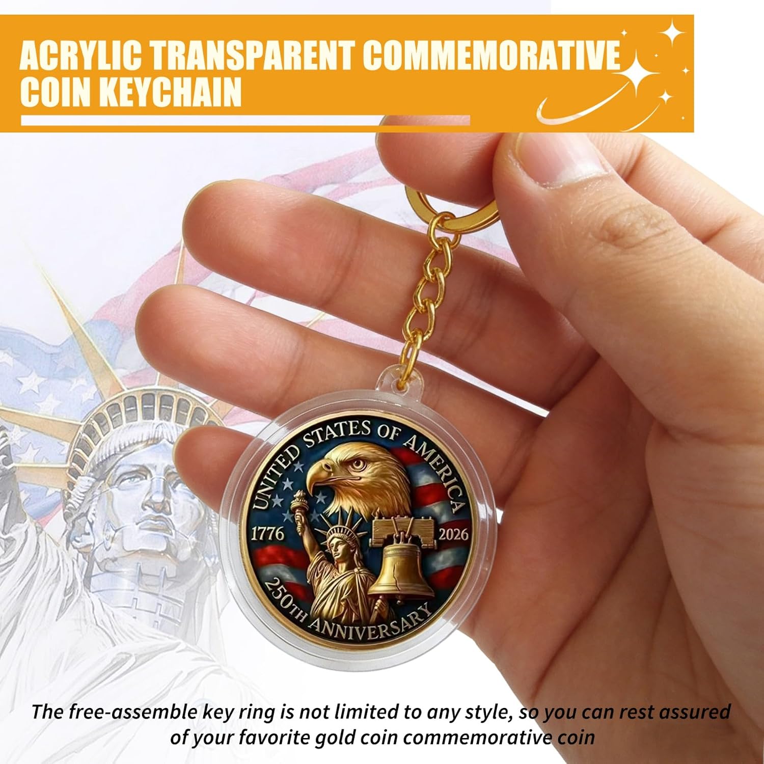 USA 250th Anniversary Challenge Coin, USA Eagle Graphic Patriotic Commemorative Coin image 3