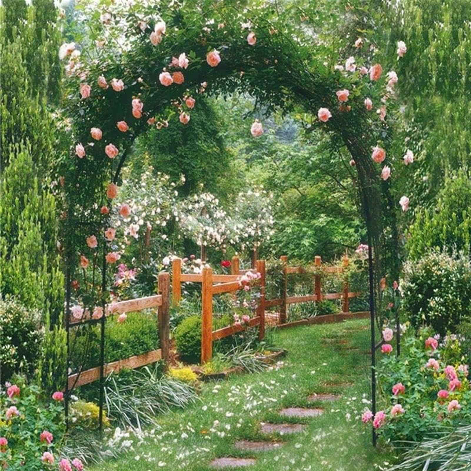 Metalowy łuk ogrodowy do róż pnących, stalowa pergola do dekoracji ślubnych dostępna w rozmiarach od 120 cm do 300 cm szerokości 280 cm x wys. 220 cm, idealna do roślin na zewnątrz i na imprezy