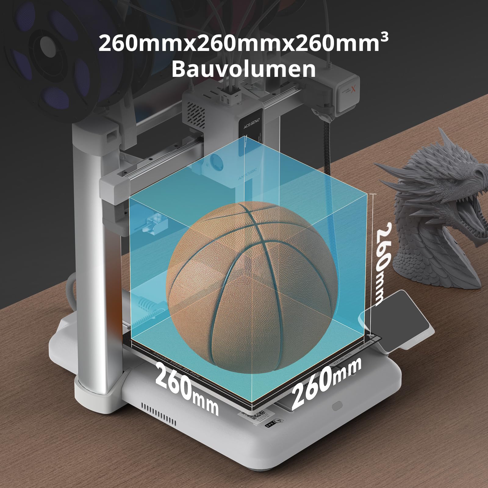 Anycubic Kobra X 3D Drucker, 600 mm/s Schnelles Drucken, Adaptive Extrusionskraft Druck von weichem und hartem Filament, Intelligentes Drucken per Fernzugriff, 4 Farbdruck für Anfänger