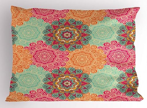 Miniatura 30 de Ambesonne Synthwave - Juego de 2 fundas de almohada, ilustración abstracta de los años 80 con palmeras y cuadros de puesta de sol, artículo de