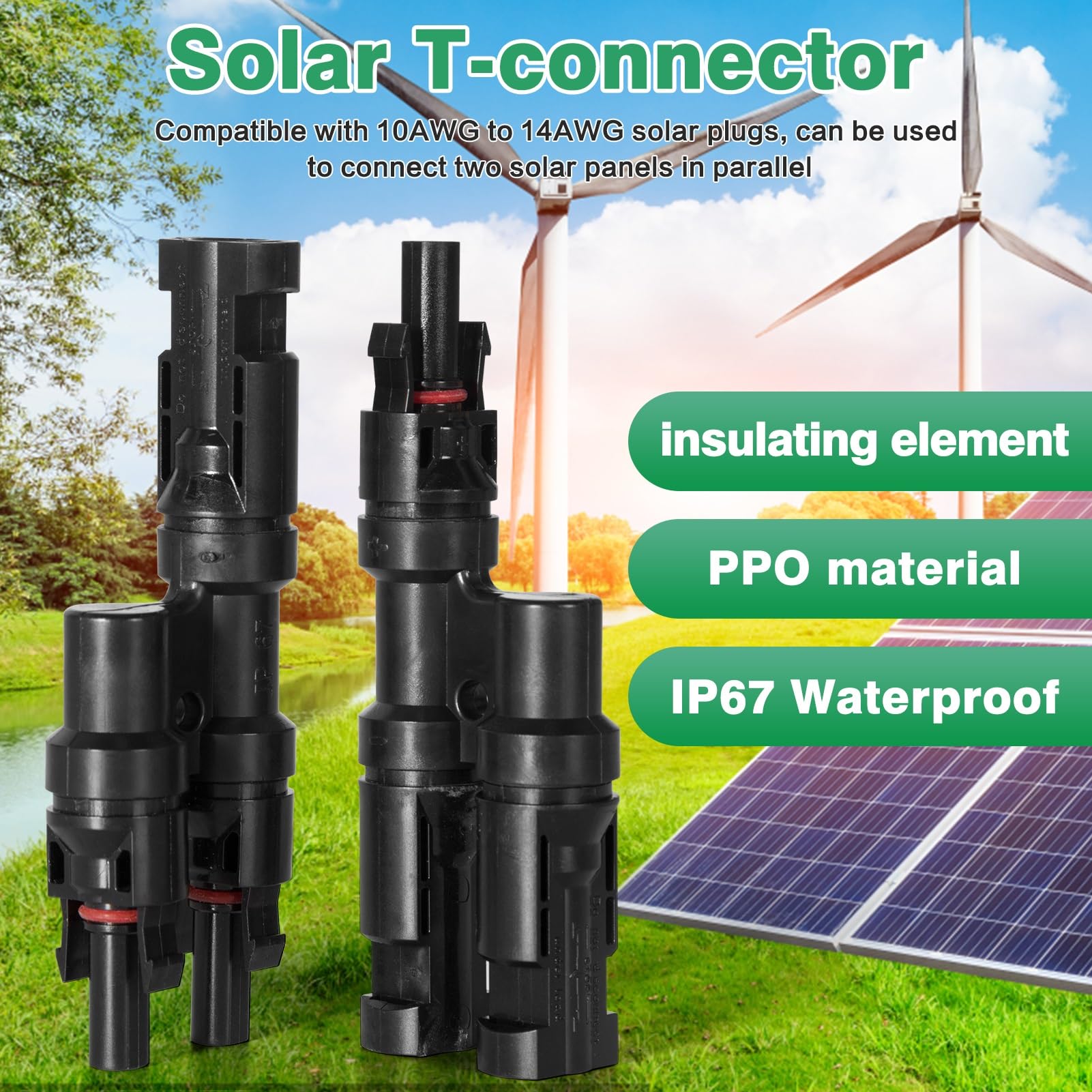 Jadeshay Lot De 2 Connecteurs Panneau Solaire Type T - Branche Y Pour Connexion Parallèle